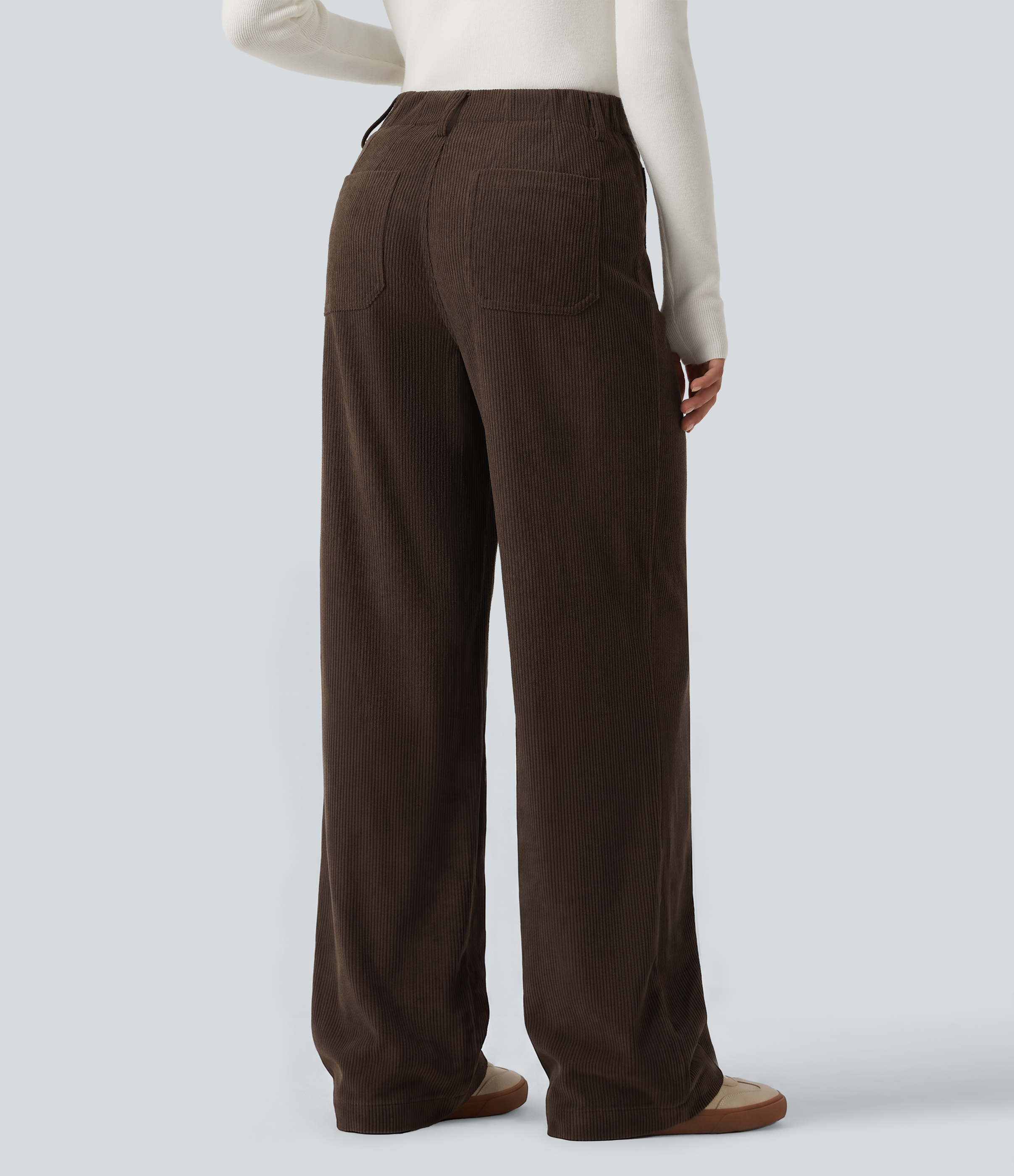 Demitasse High Waisted Straight Leg Corduroy Casual Pants with Pockets / 2