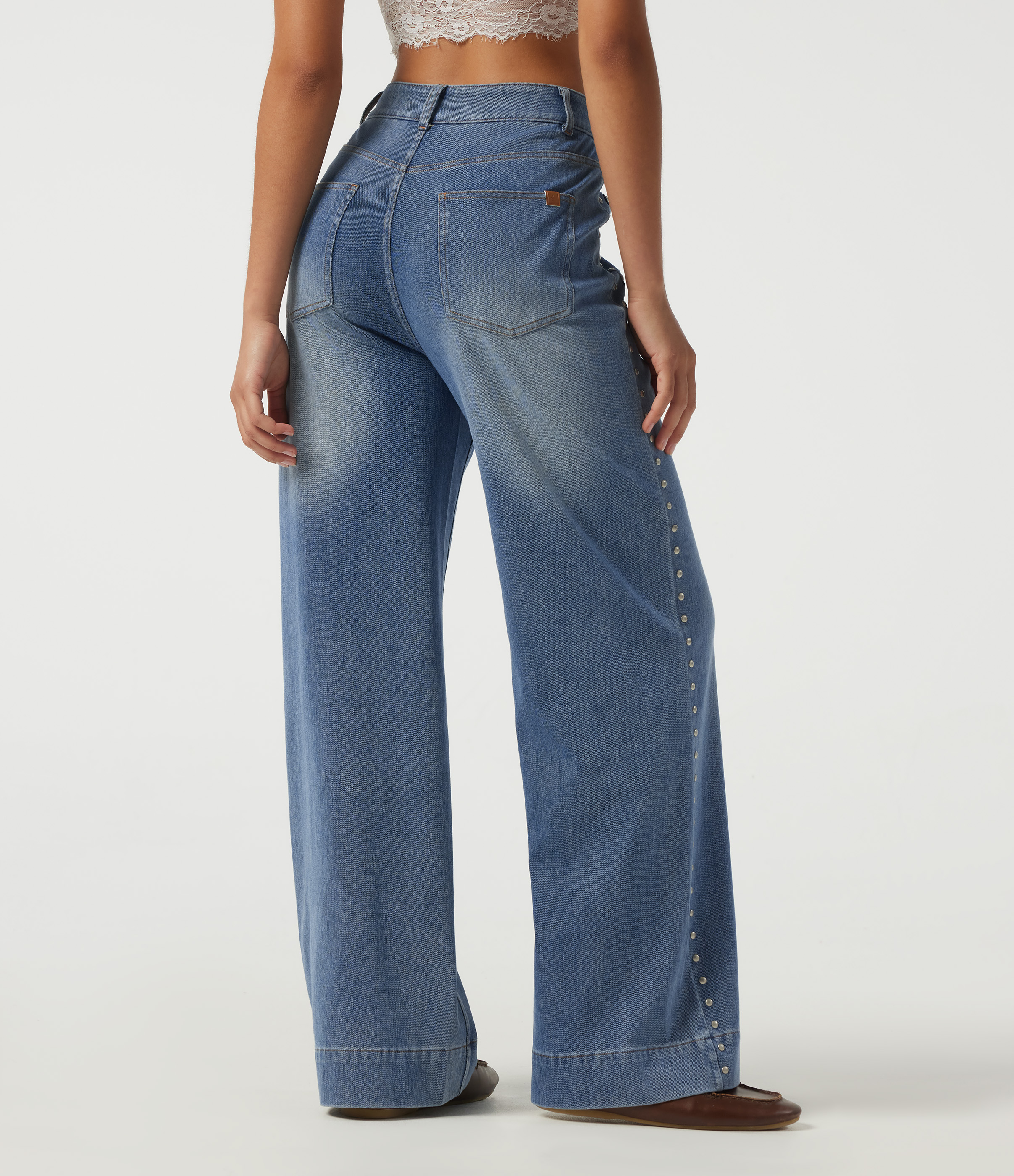 Coronet Blue Denim Jean coupe large Halara Flex™ taille haute avec poches / 2