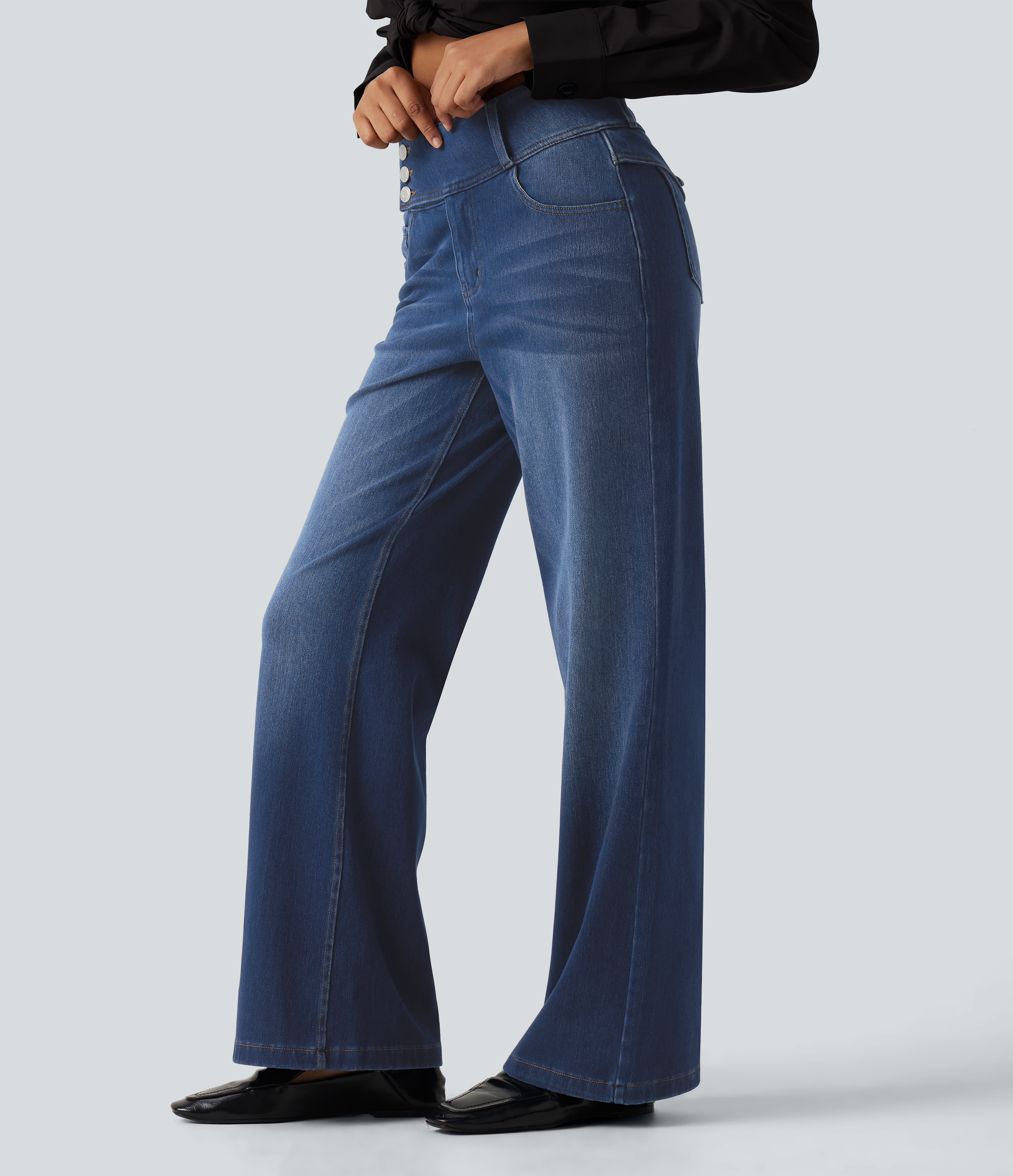 Halara Flex™ Mid Rise Straight Leg Casual Jeans with Pockets