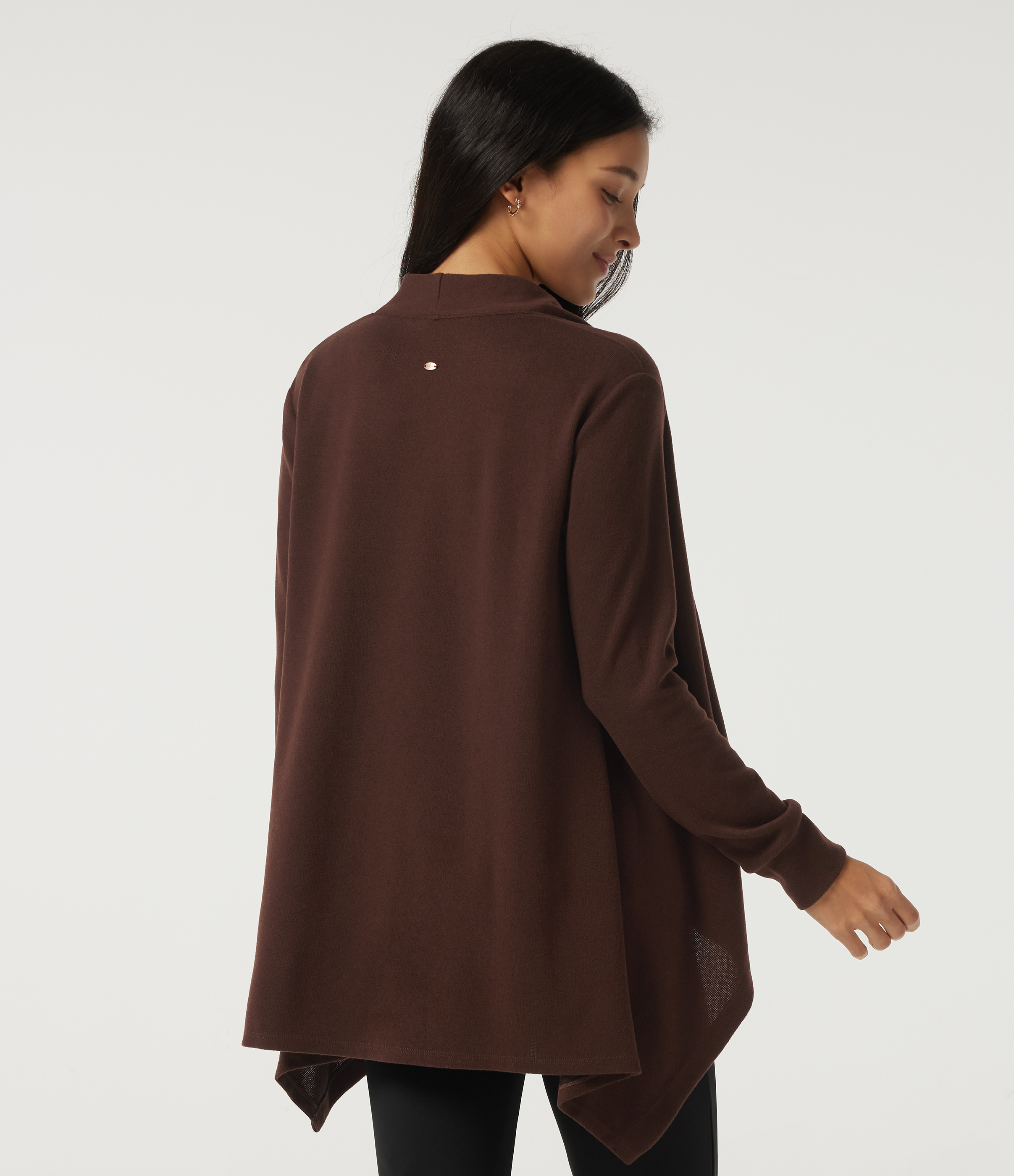 Bitter Chocolate Long Sleeve Asymmetric Wrapped Casual Top / 2