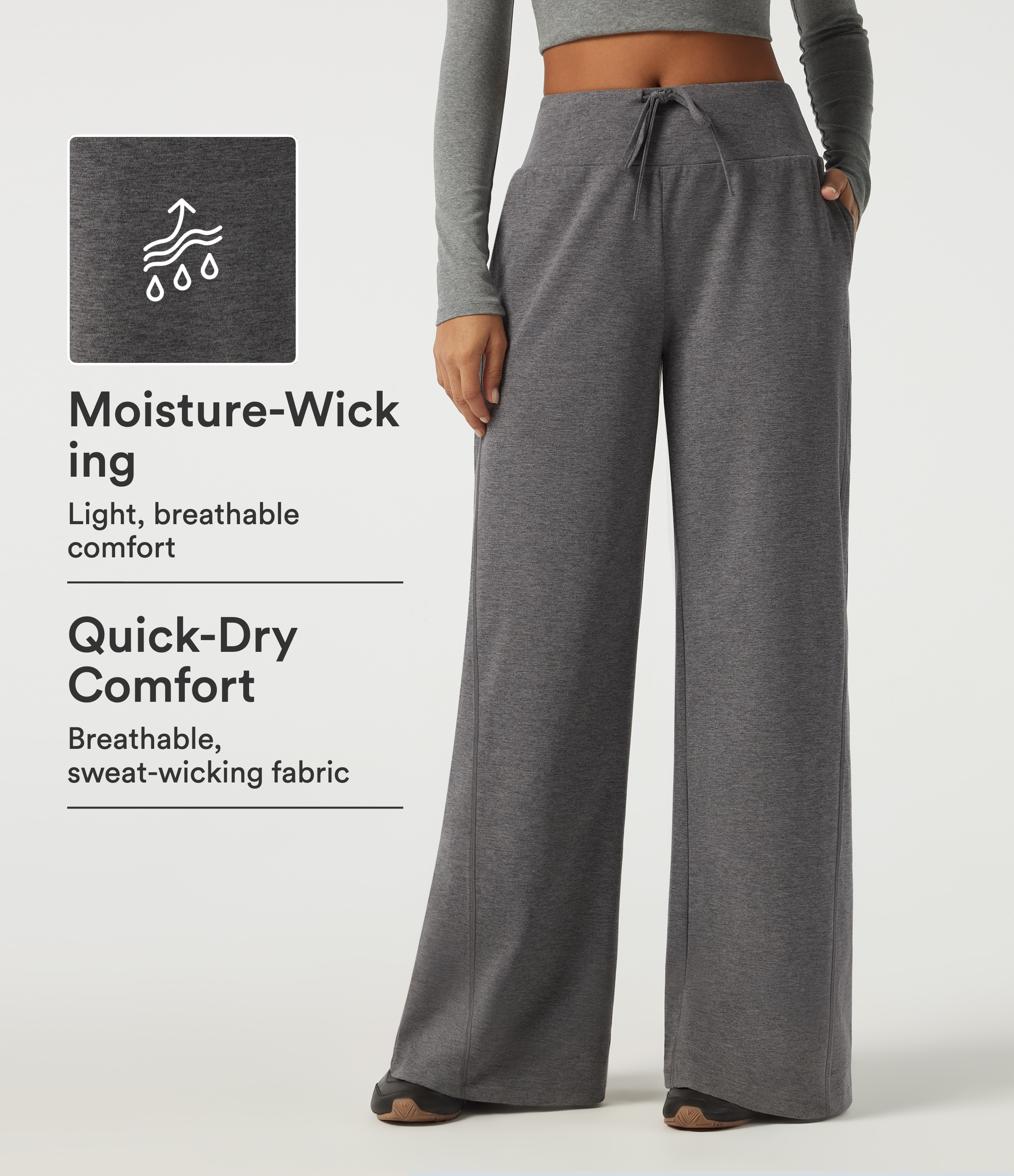 Mid Rise Drawstring Baggy Quick Dry Casual Sweatpants with Pockets