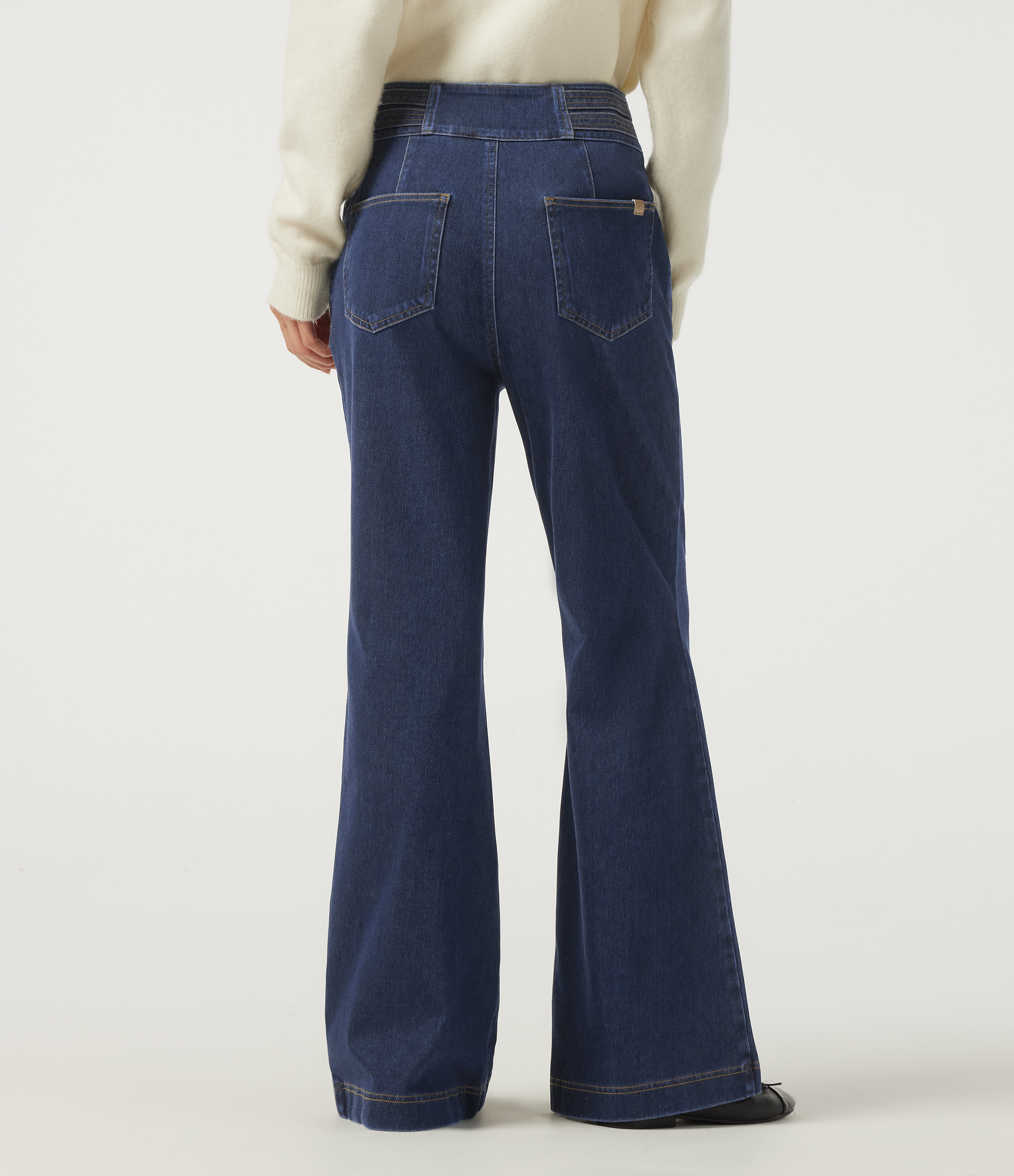 Pageant Blue Denim Halara Flex™ jeans évasés en coton, taille haute, décontractés, avec poches / 2