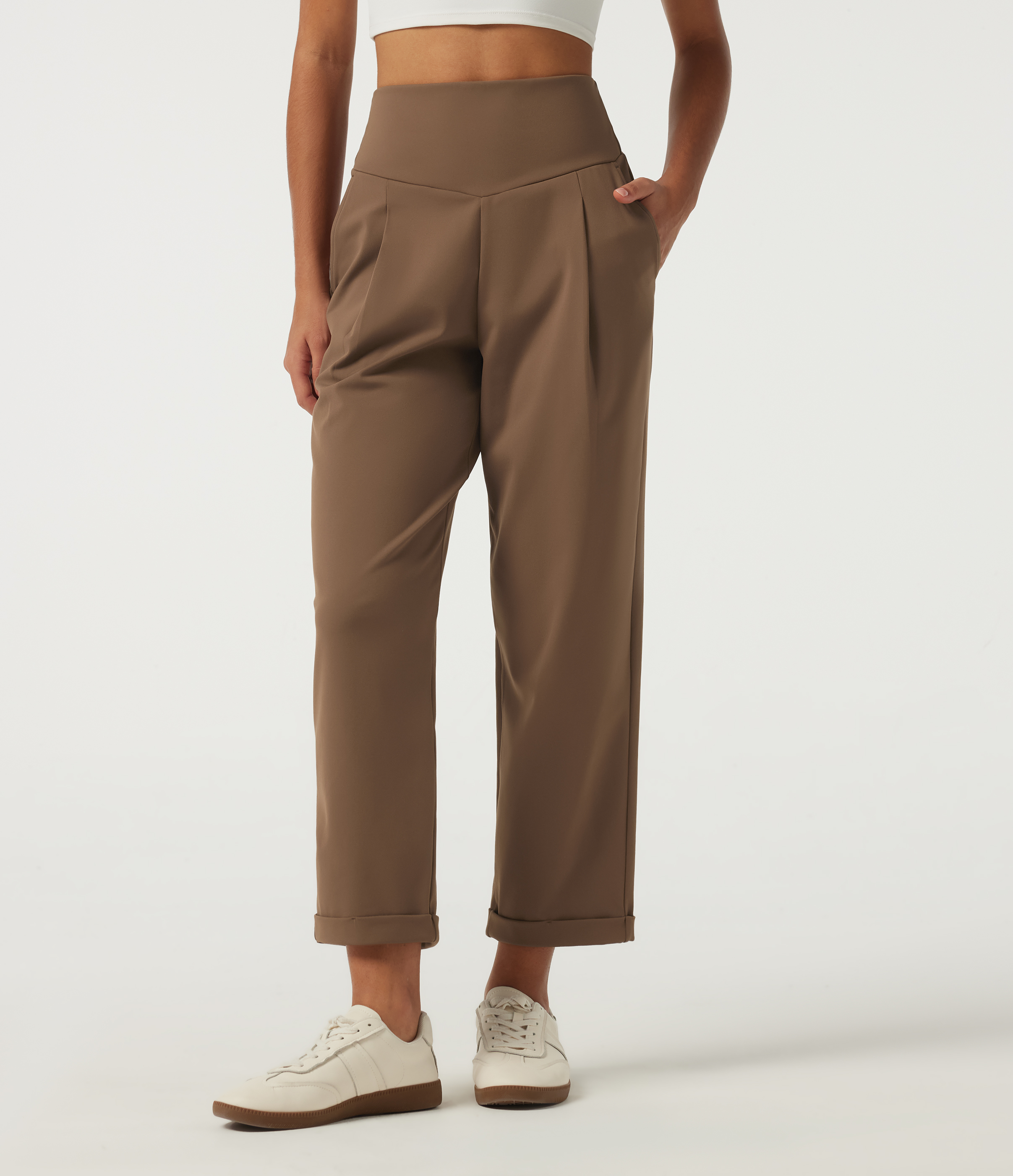 Halara Flex™ DayStretch High Waisted Tapered Rolled Hem Work Pants with Pockets