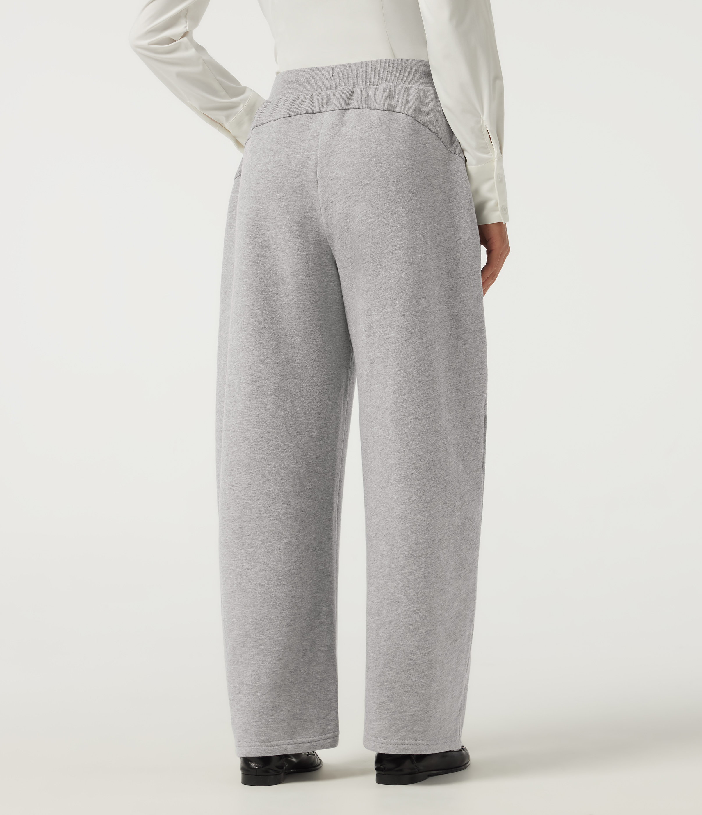 Vapor Blue Mid Rise Drawstring Barrel Leg Fleece Casual Sweatpants with Pockets / 2