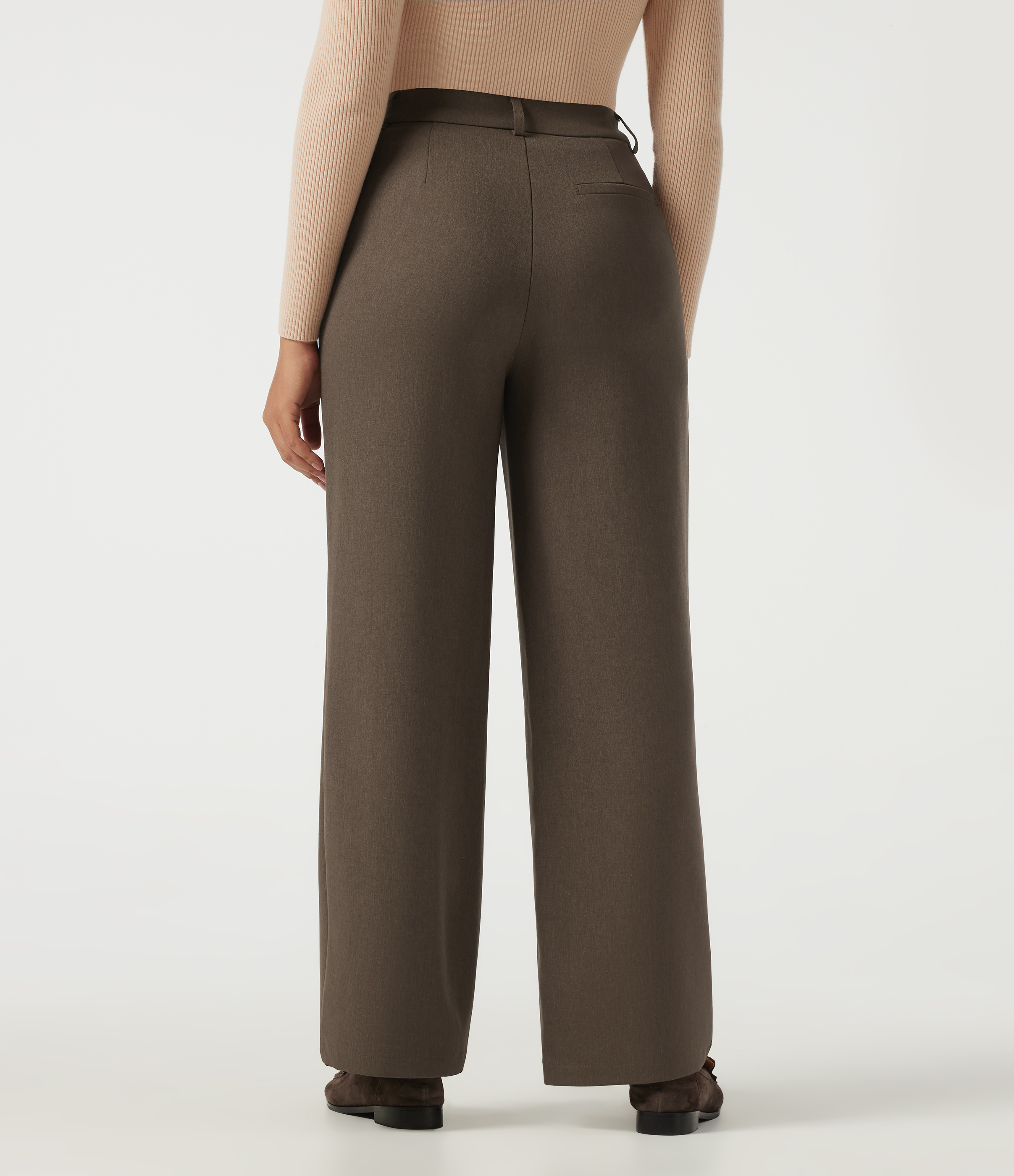 Chestvale Brown High Waisted Straight Leg Work Pants with Pockets / 2