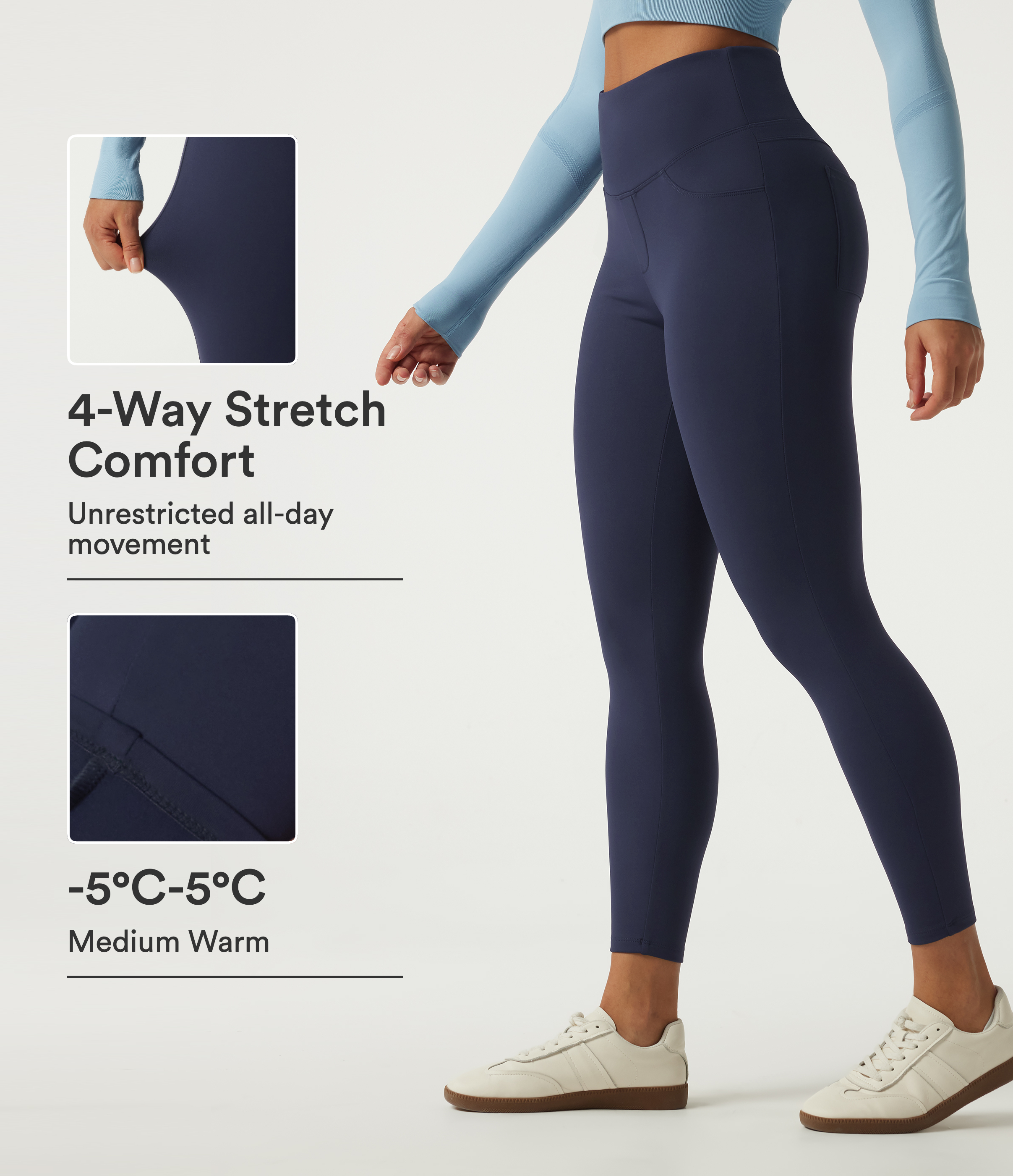 SoftlyZero™ Plush Thermal High Waisted Tummy Control Skinny Yoga Leggings with Pockets