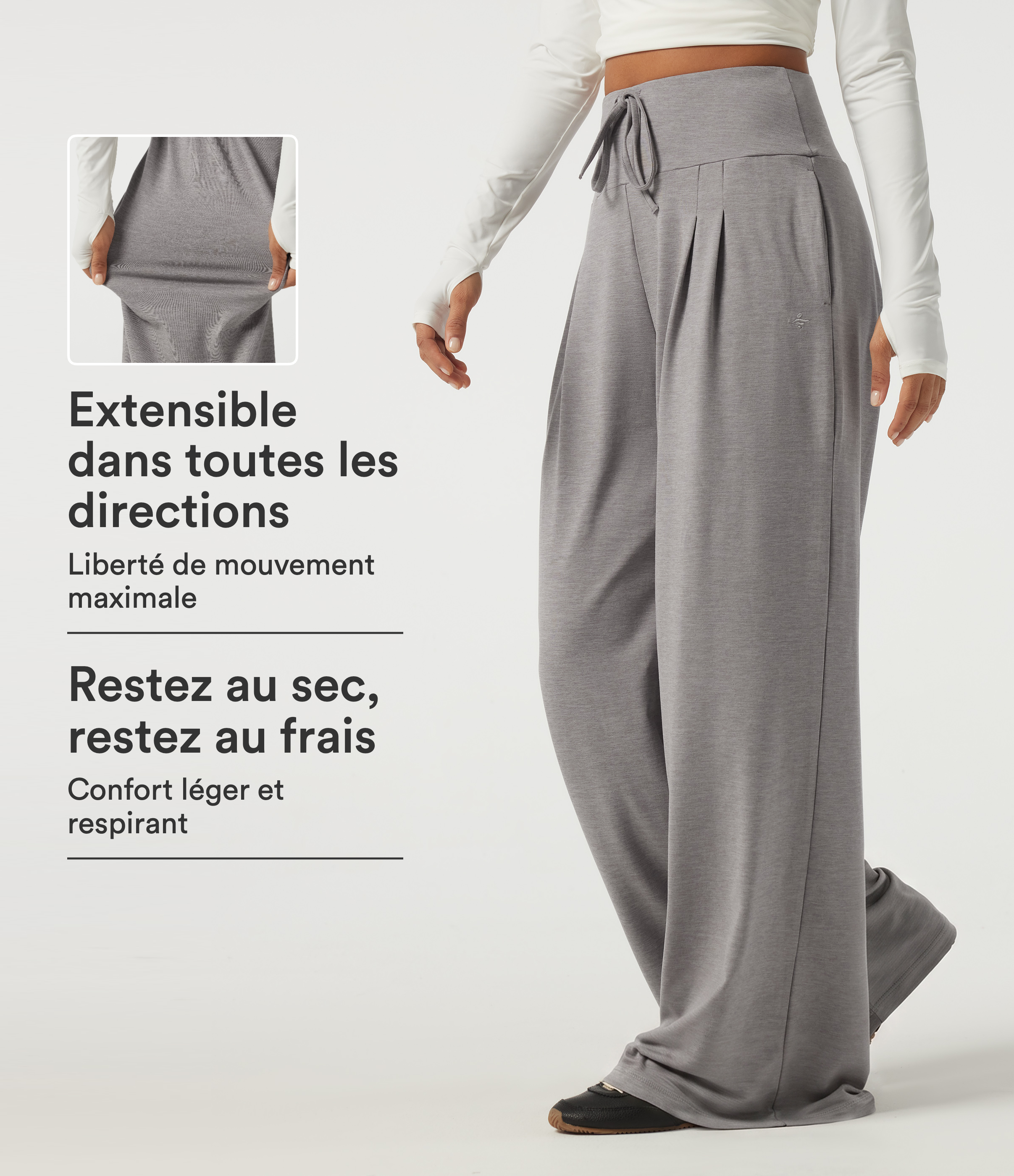 Jogging baggy taille haute brodé avec poches