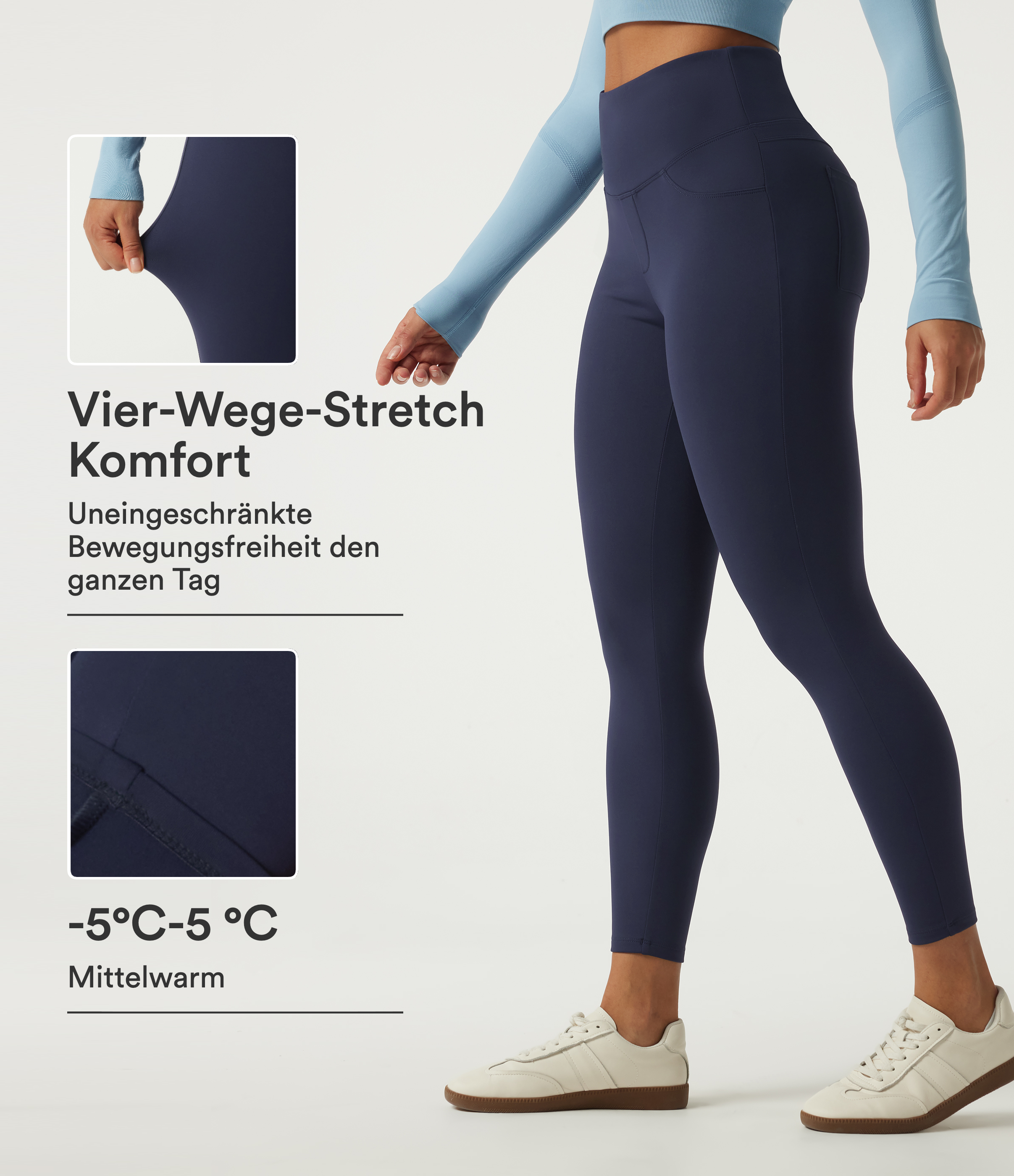 Softlyzero™ Plush - Thermo-Leggings mit hohem Bund, mehreren Taschen und Bauchkontrolle - skinny fit