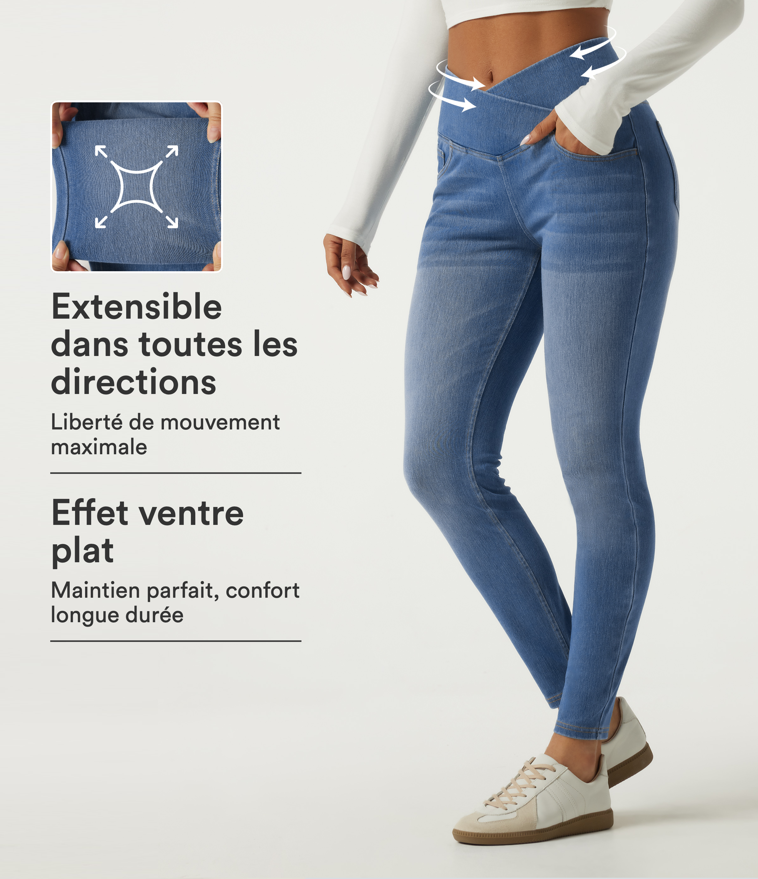 Jean skinny gainant Halara Flex™ taille haute croisée avec poches
