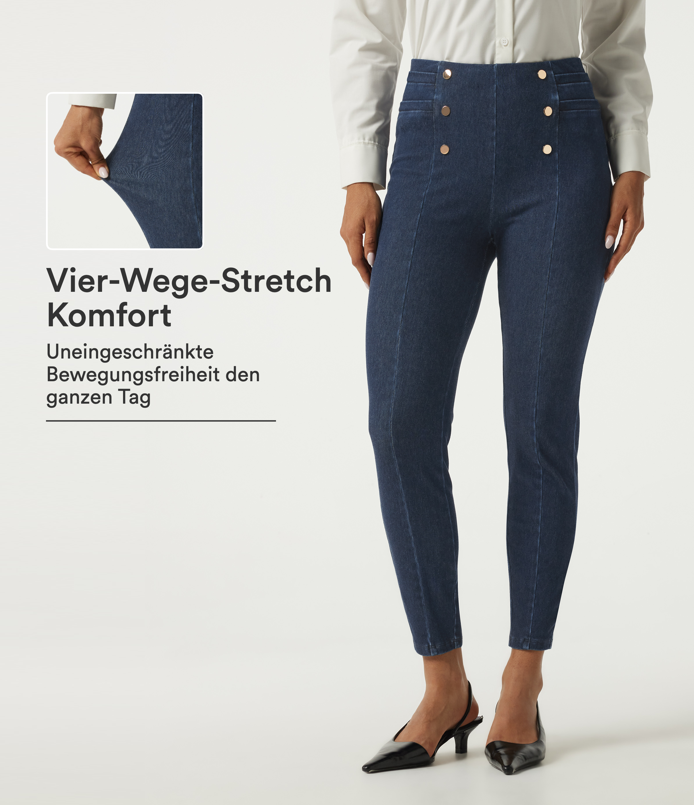 Halara Flex™ - Büro-Jeans mit hohem Bund und Gesäßtaschen - skinny fit