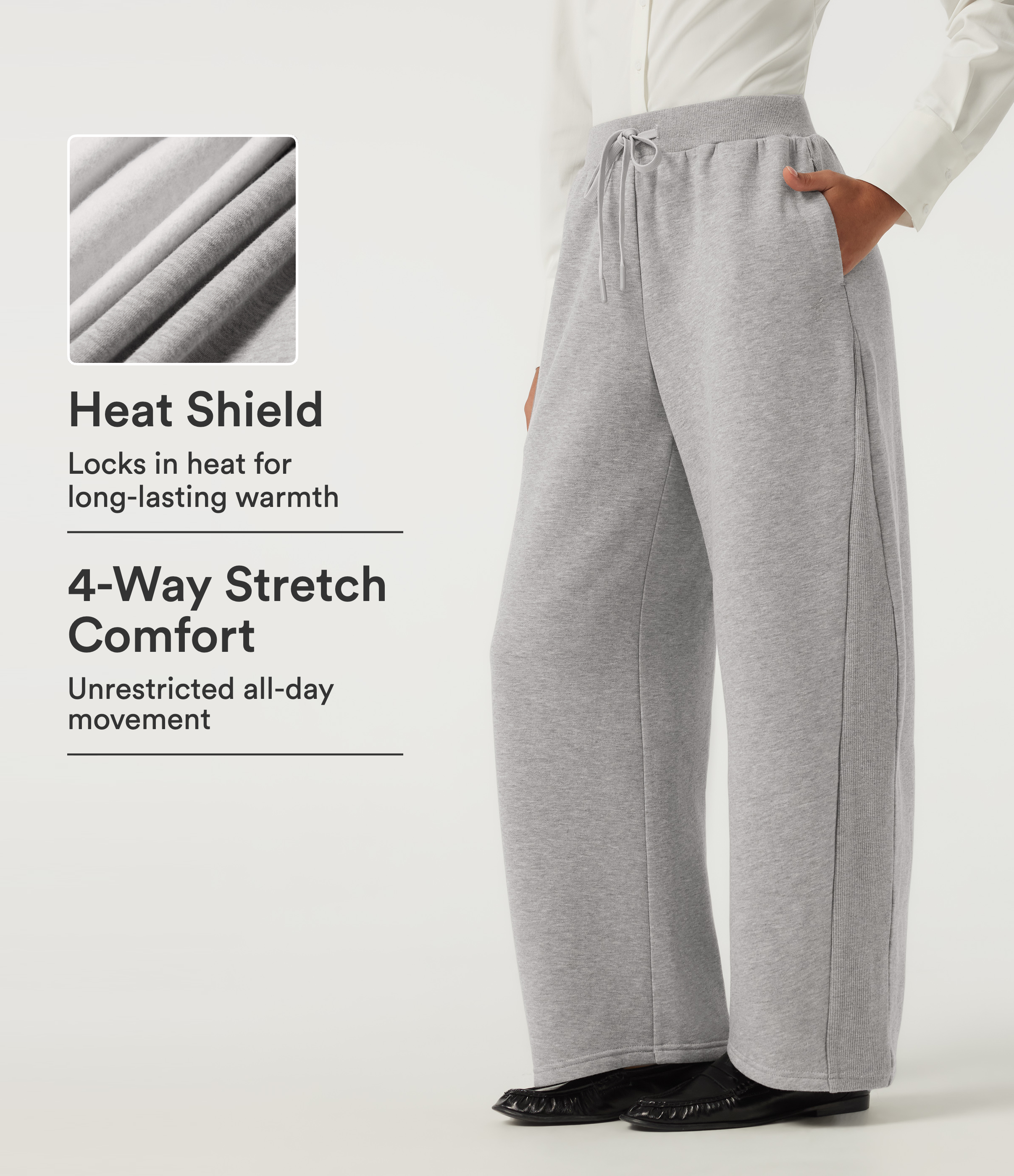 Mid Rise Drawstring Barrel Leg Fleece Casual Sweatpants with Pockets
