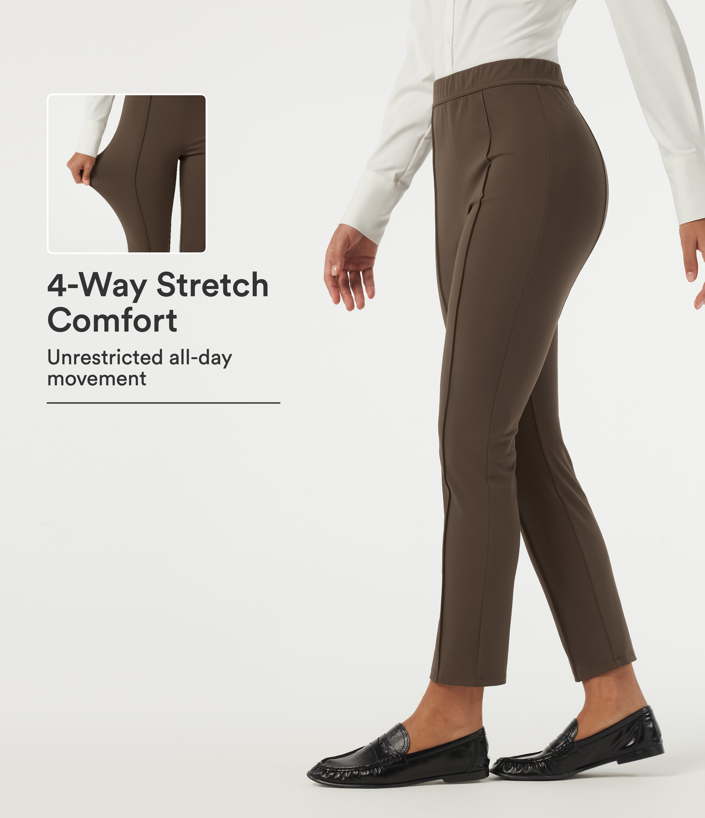 DayStretch High Waisted Slim Pintuck Work Pants