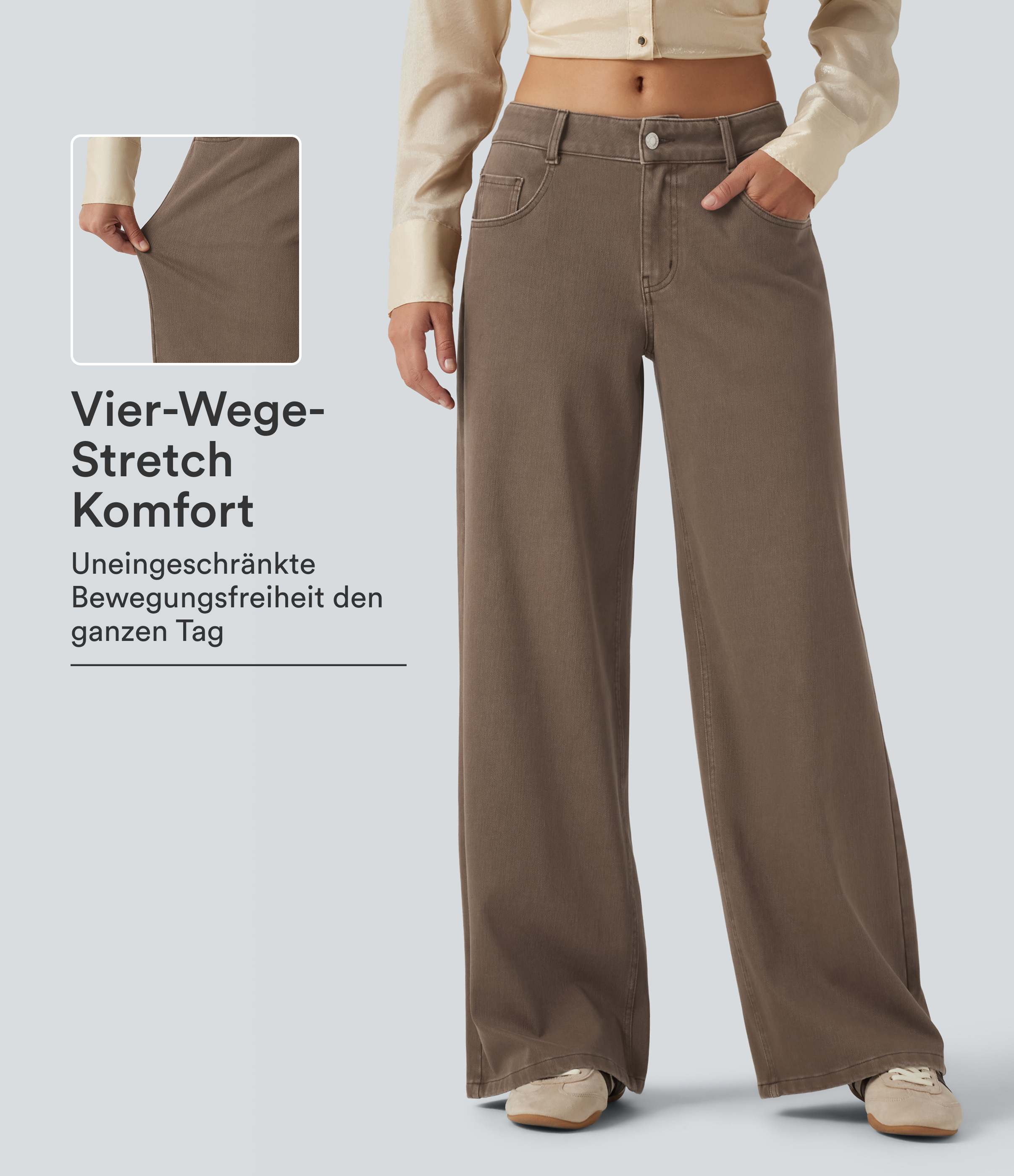 Halara Flex™ - Lässige Jeans mit niedrigem Bund und mehreren Taschen
