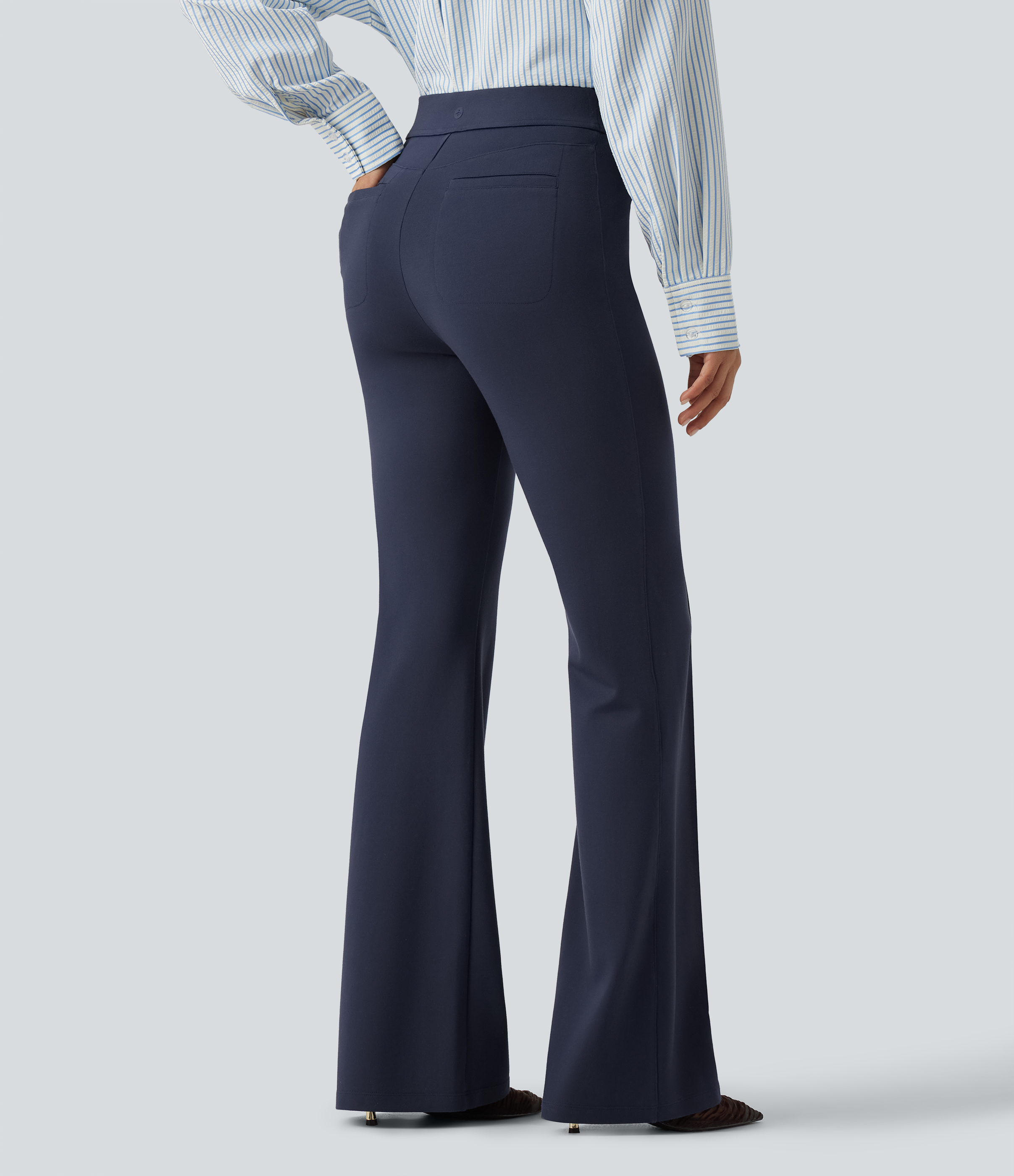 Dress Blues Pantalon bootcut de bureau Halara Flex™ taille haute avec poches / 2
