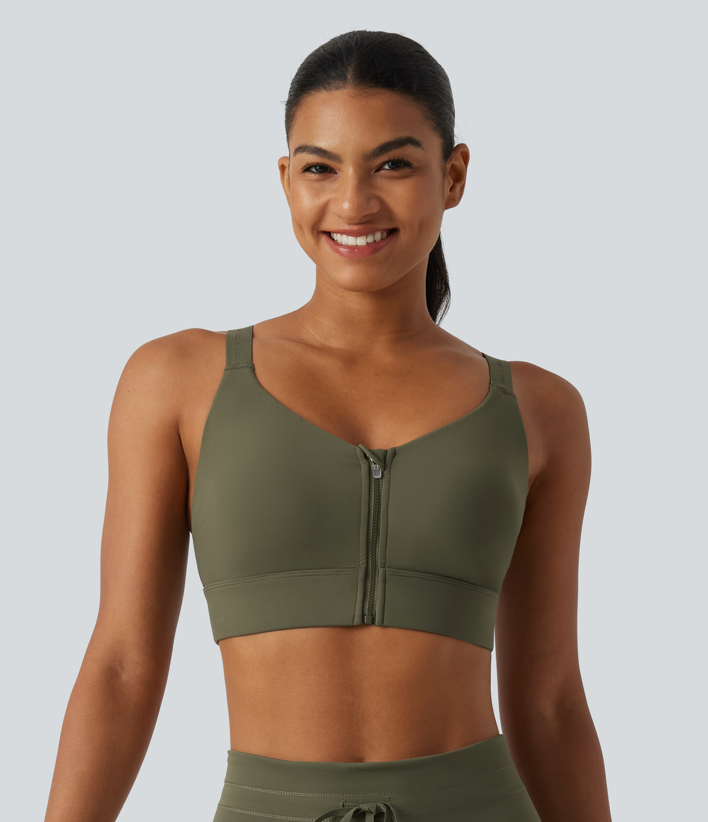 Grass Grey Green Mittlerer Halt, U-Ausschnitt, mit integriertem BH, schnelltrocknender Sport-BH fürs Laufen / 2