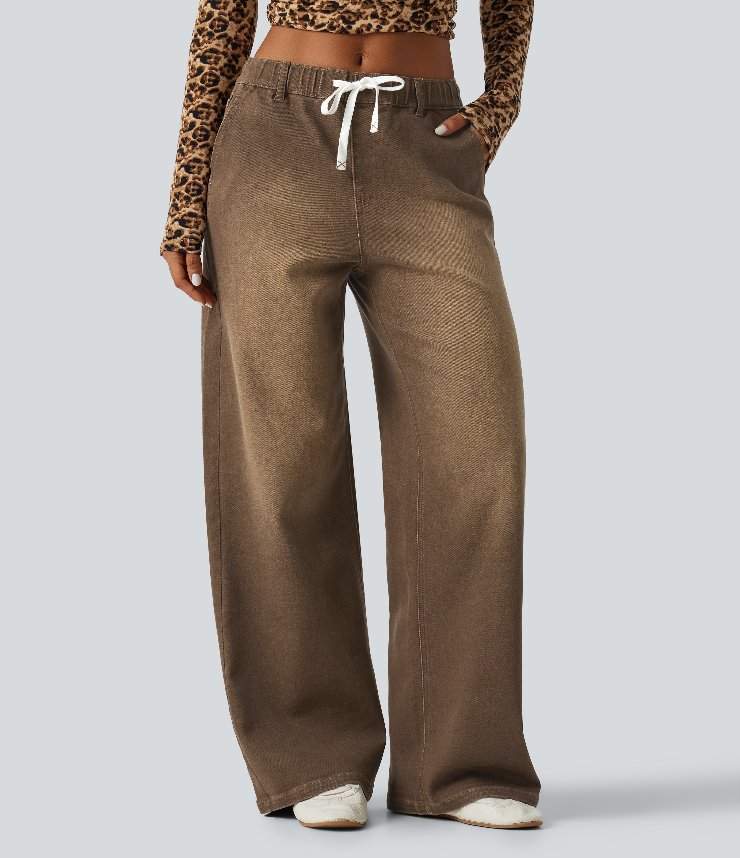 Mid Rise Straight Leg Colorful Denim Casual Jeans with Pockets