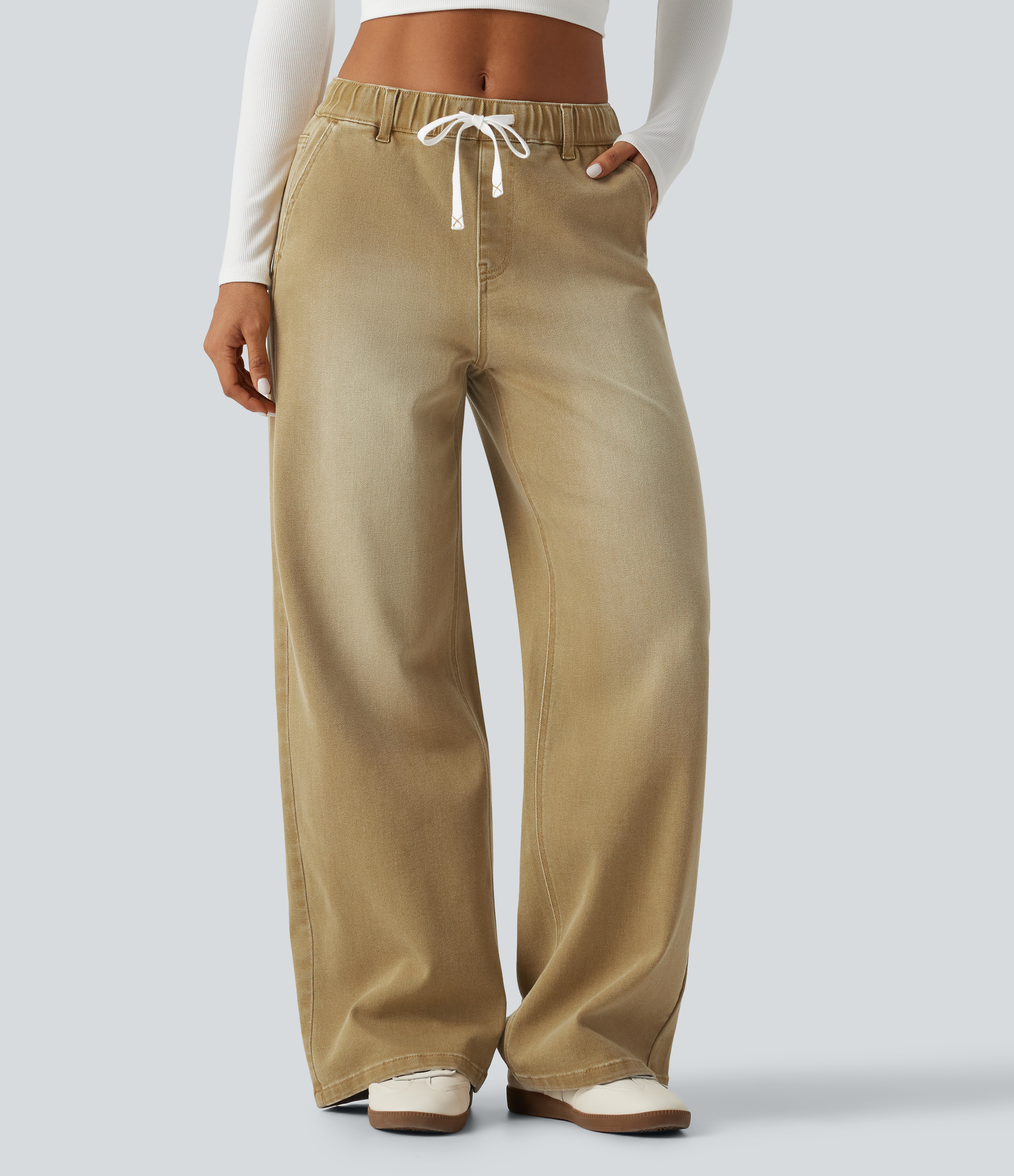 Mid Rise Straight Leg Colorful Denim Casual Jeans with Pockets