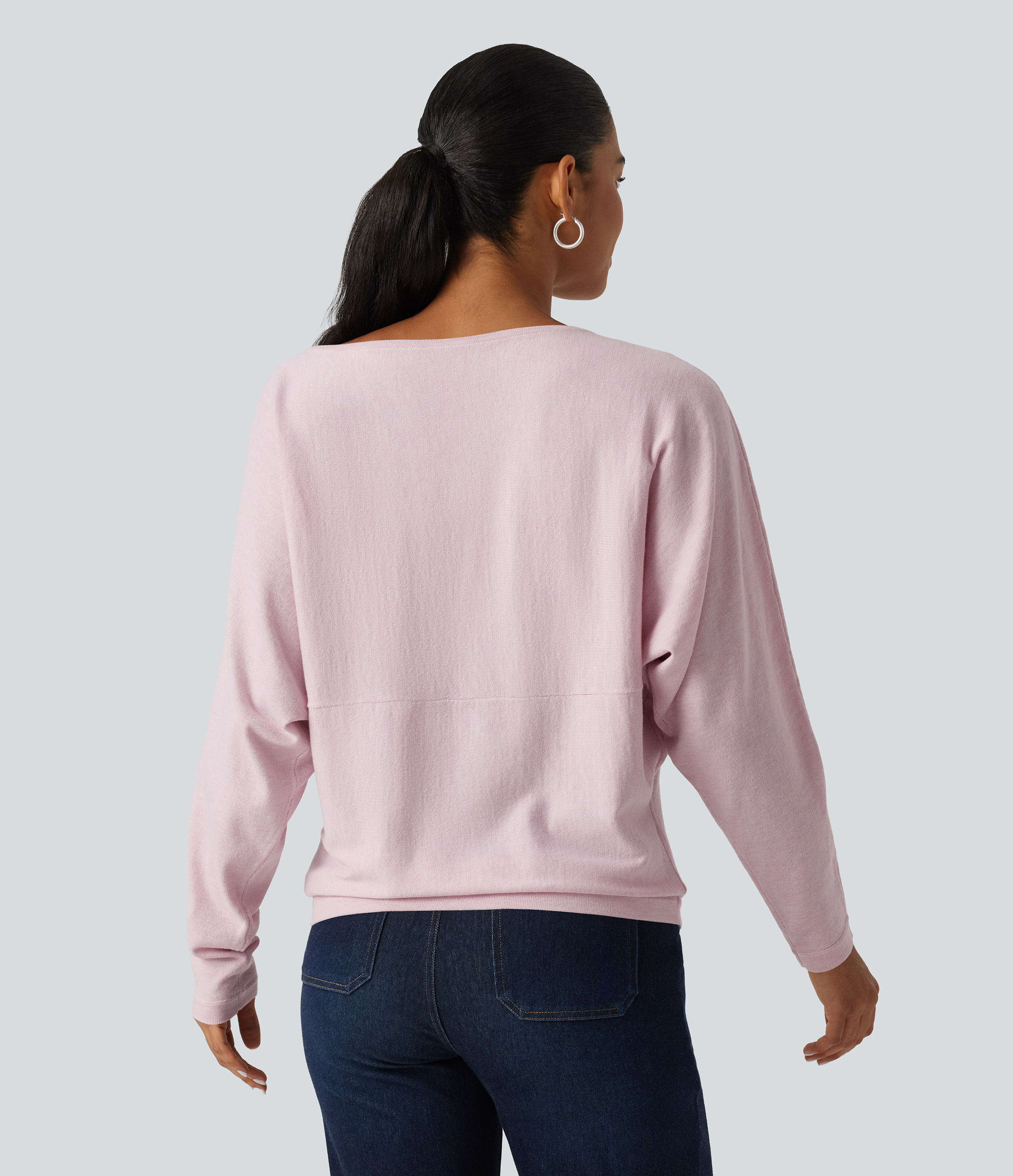 Lilac Ash Boat Neck Long Sleeve Casual Sweater / 2