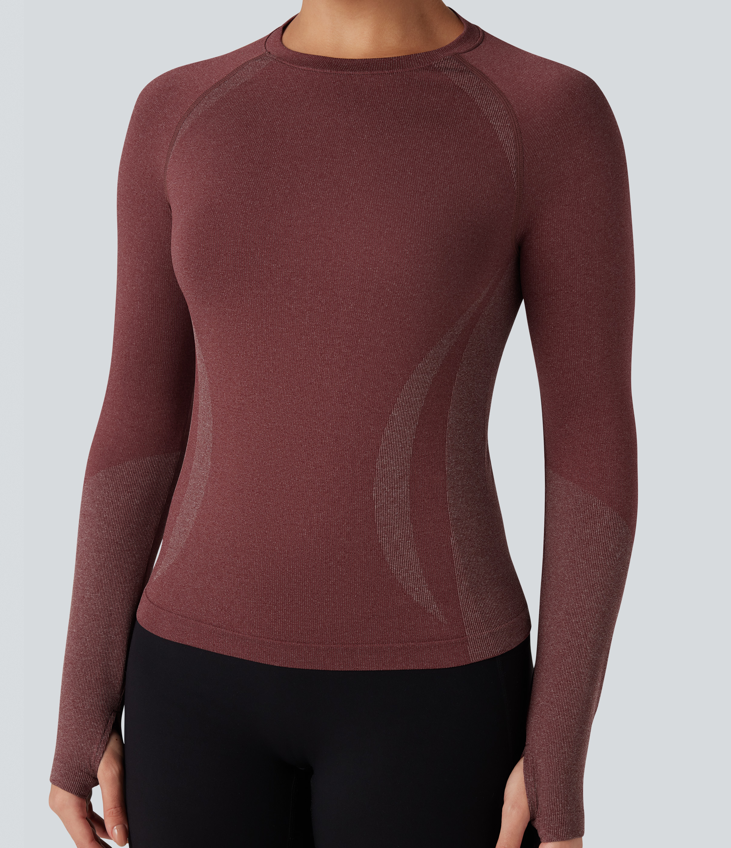 OneForm Seamless Flow Raglan Long Sleeve Thumb Holes Yoga Sports Top