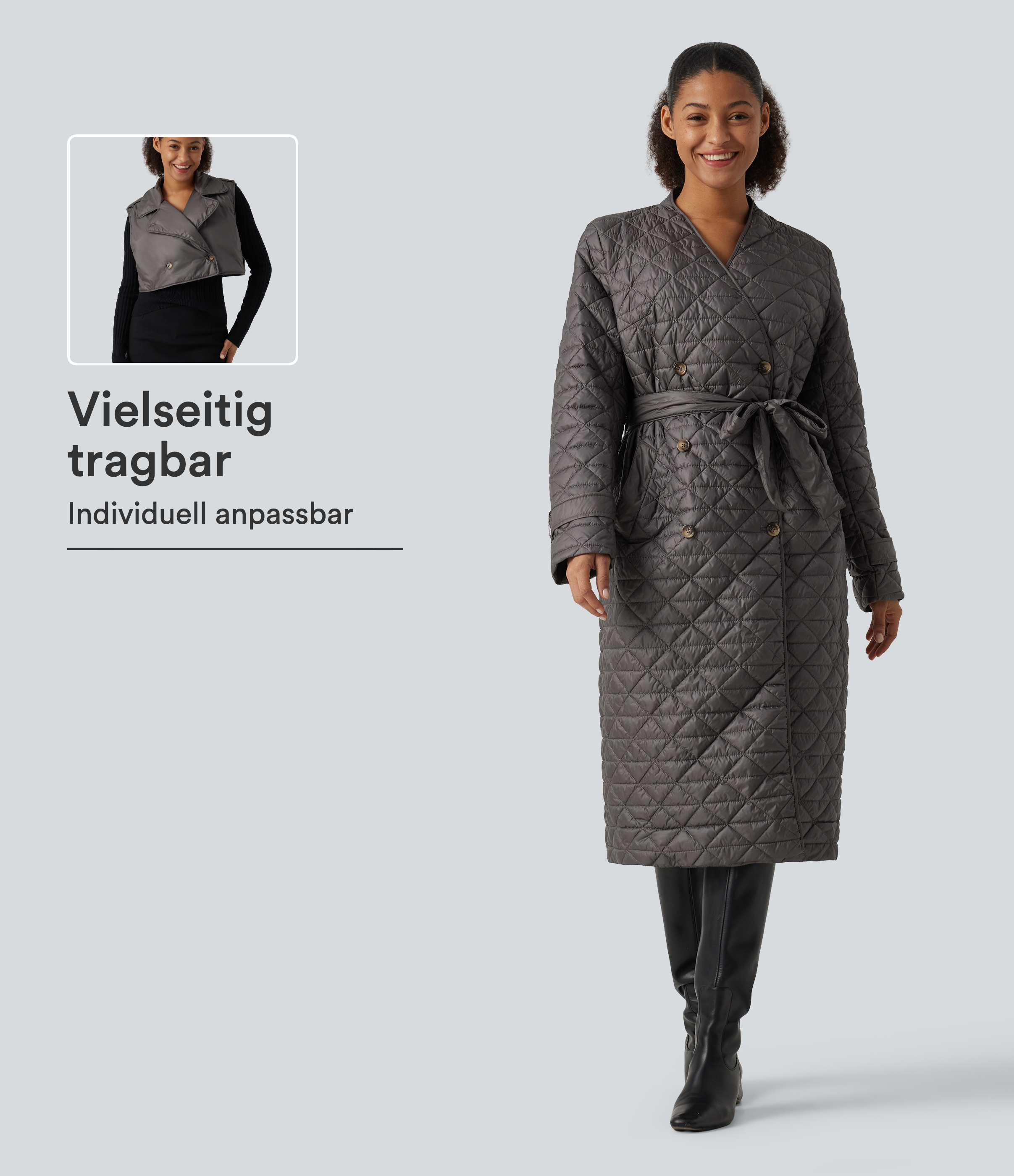 Büro-Steppjacke mit Seitentaschen und langen Ärmeln - wasserabweisend