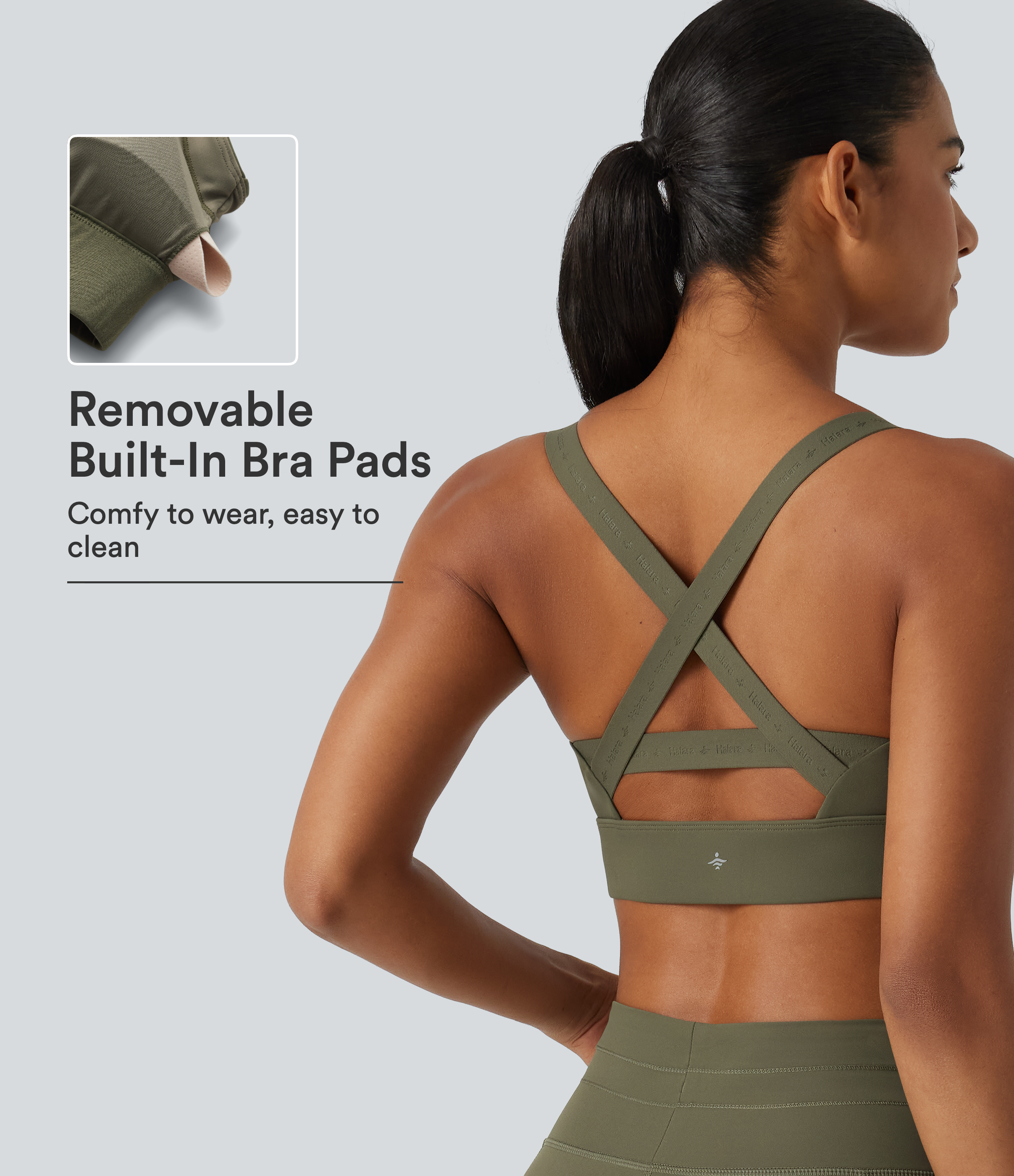Medium Support U-Neck Built-in Bra Quick dry Running Sports Bra