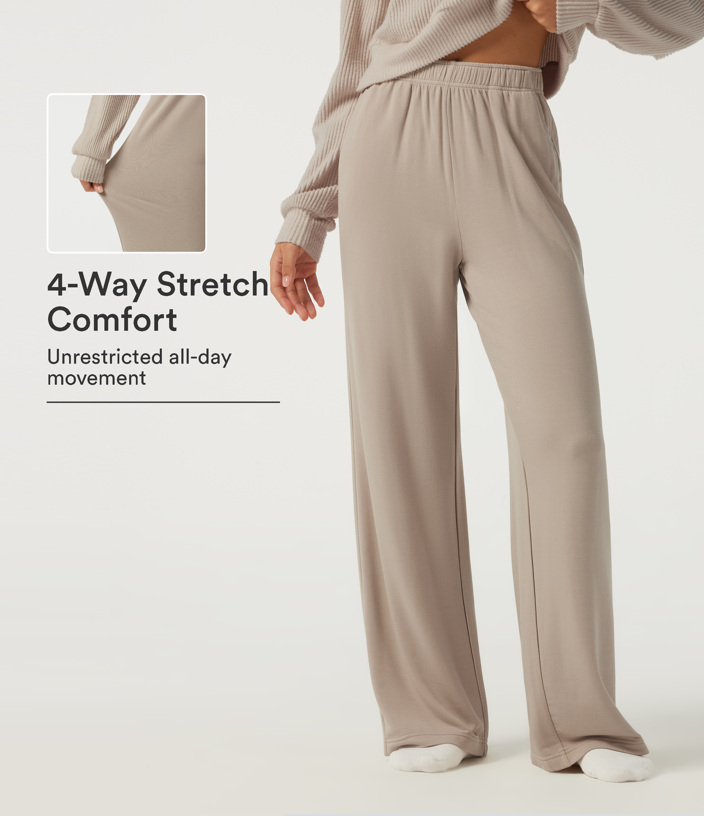 High Waisted Straight Leg Lounge Pants with Pockets