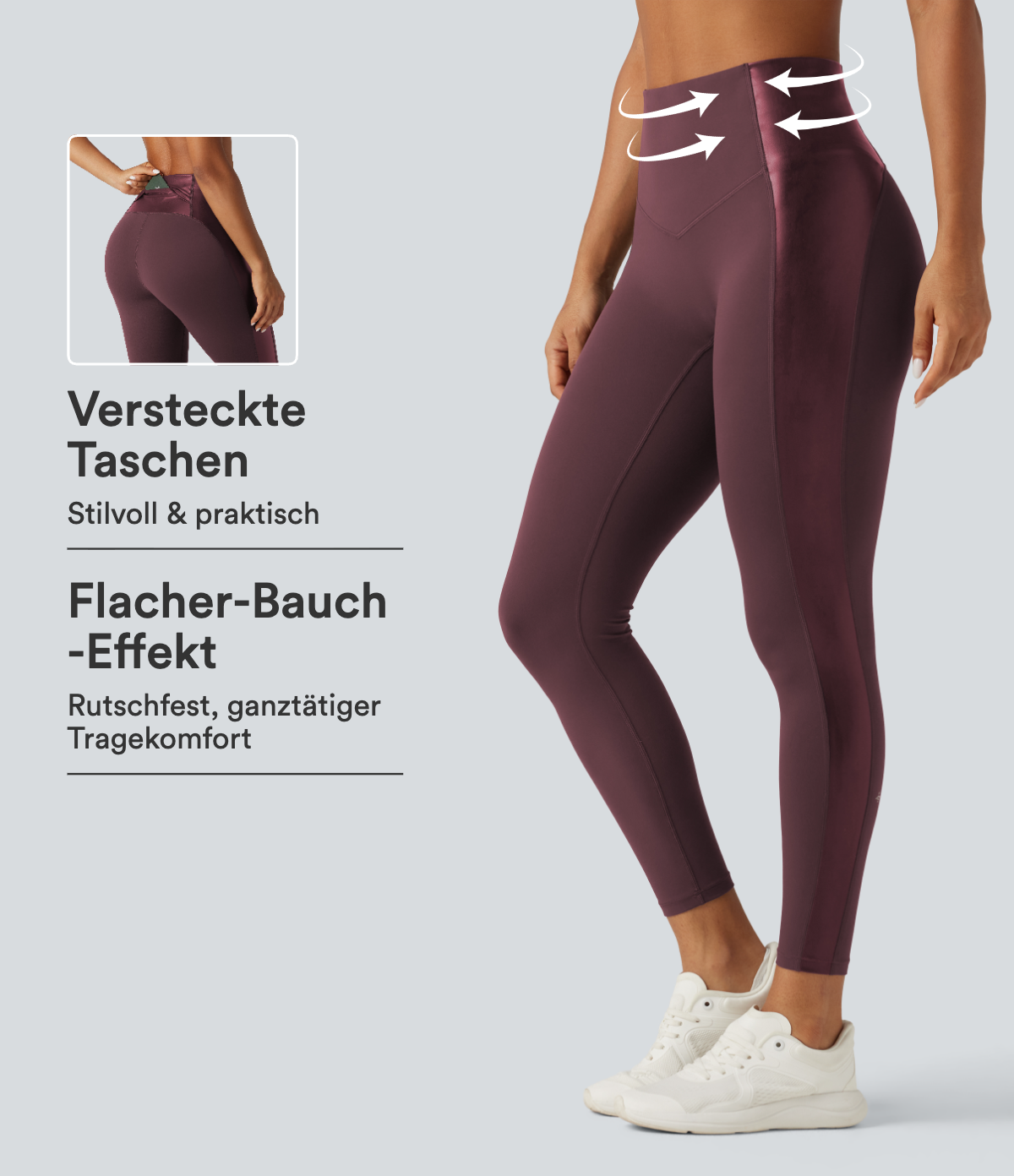 Halara UltraSculpt™ - Yoga-Leggings mit hohem Bund, Stretch-PU, Bundtasche und Bauchkontrolle