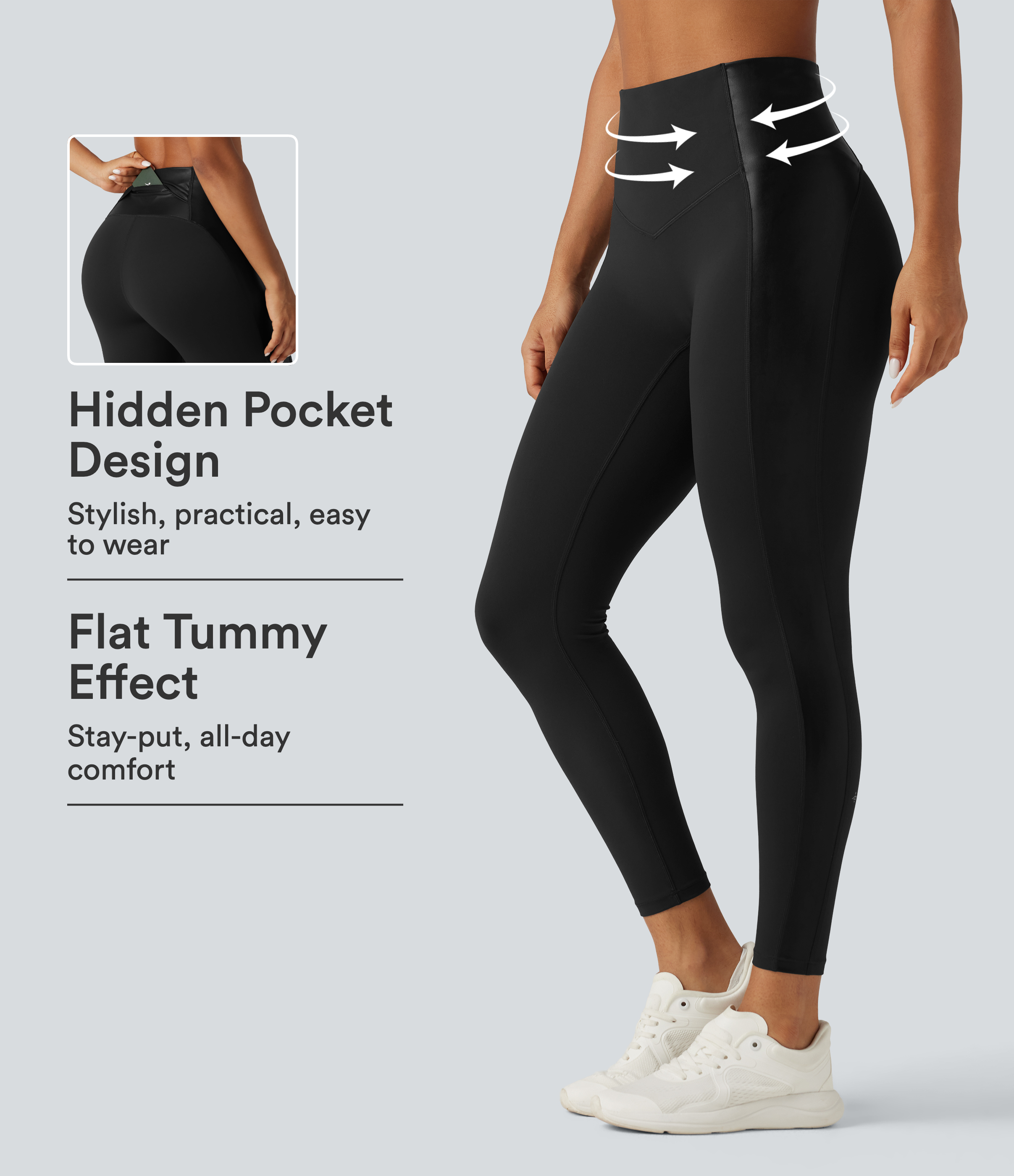 Halara UltraSculpt™ High Waisted Stretchy PU Tummy Control Yoga Leggings with Pocket