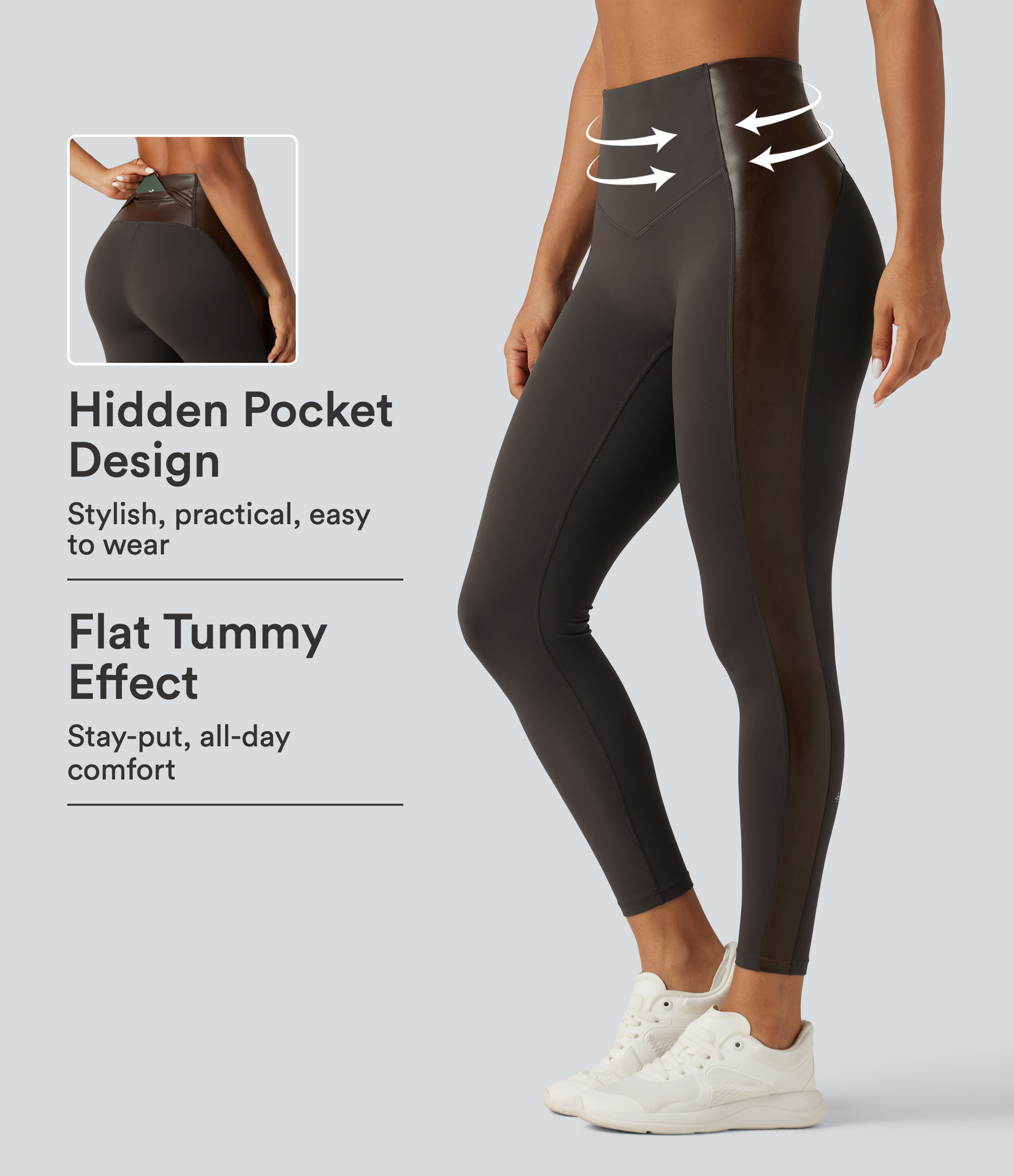 Halara UltraSculpt™ High Waisted Stretchy PU Tummy Control Yoga Leggings with Pocket