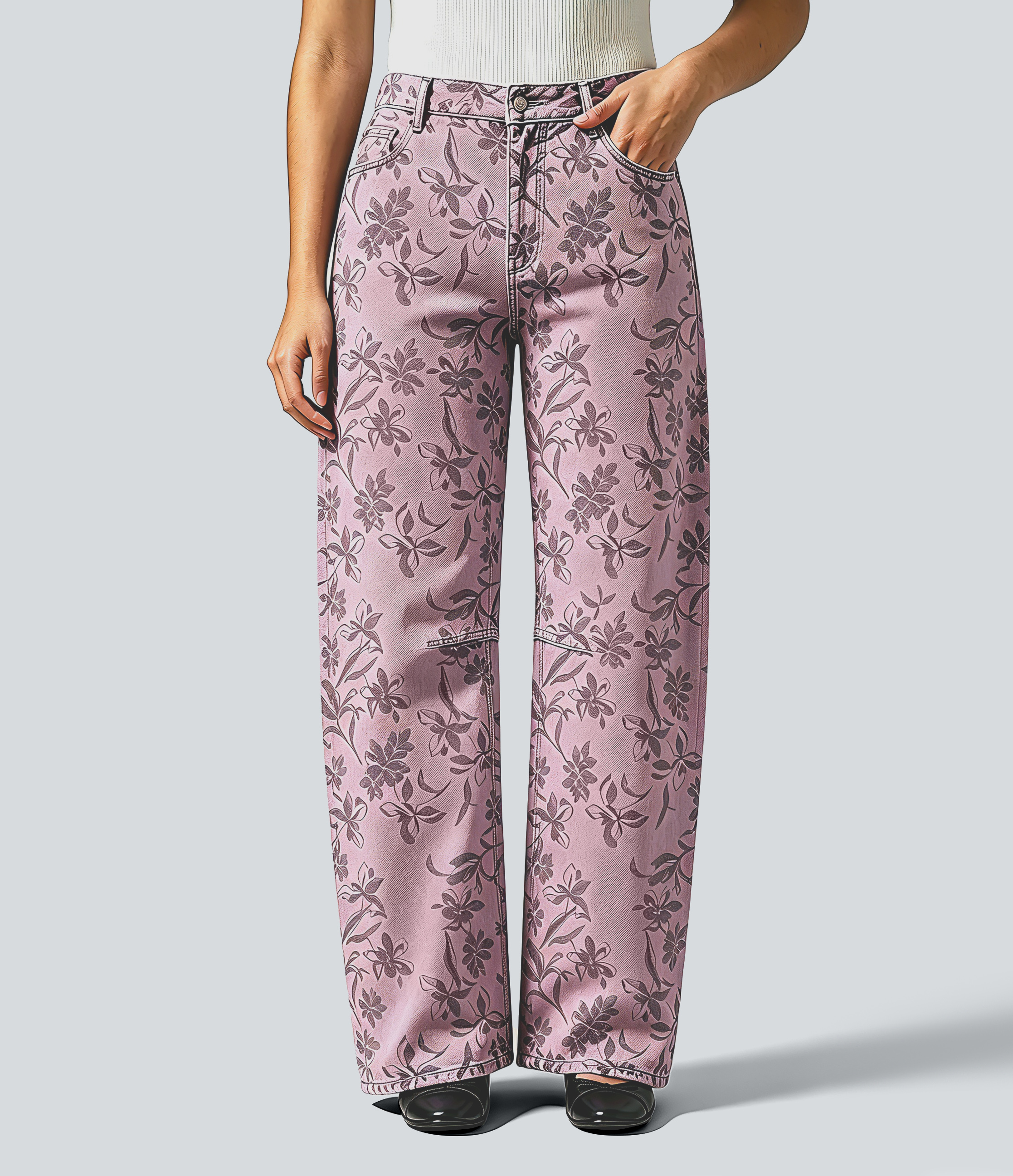 Low Rise Barrel Leg Casual Jeans with Pockets