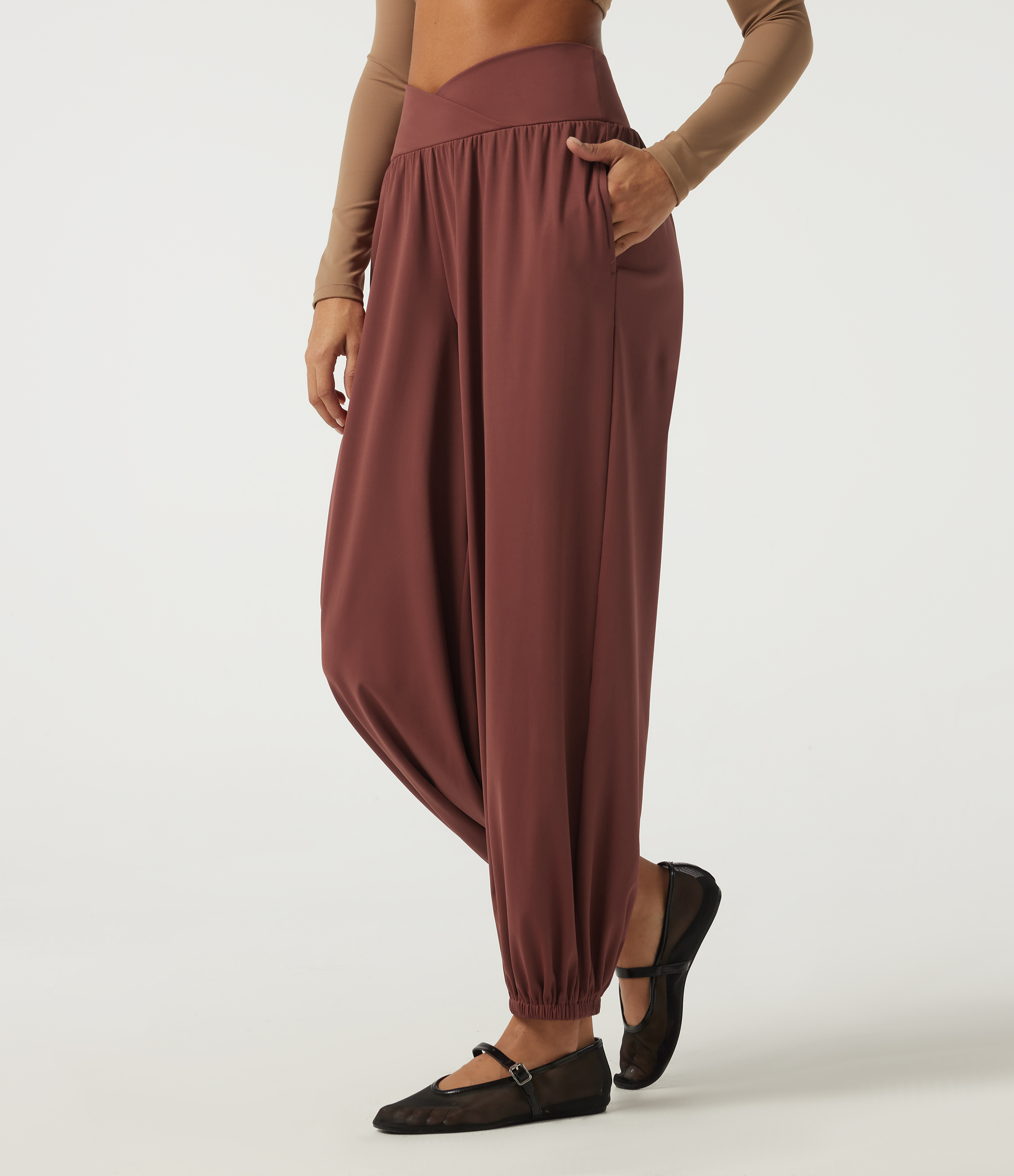 SoftlyZero™ Airy High Waisted Ruched Casual Pants with Pockets