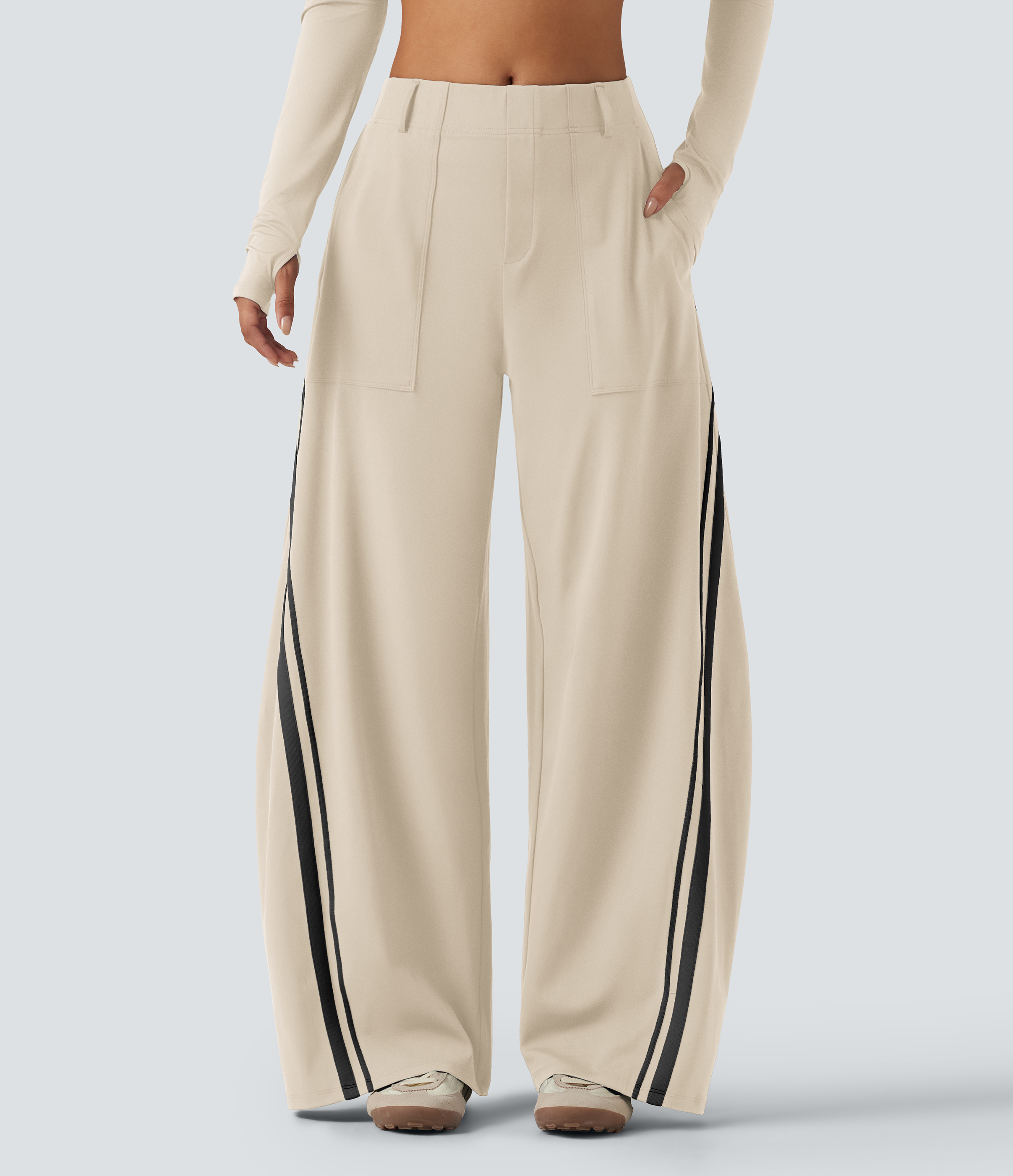 Halara DayStretch™ High Waisted Color Block Side Stripe Barrel Dance Pants with Pockets