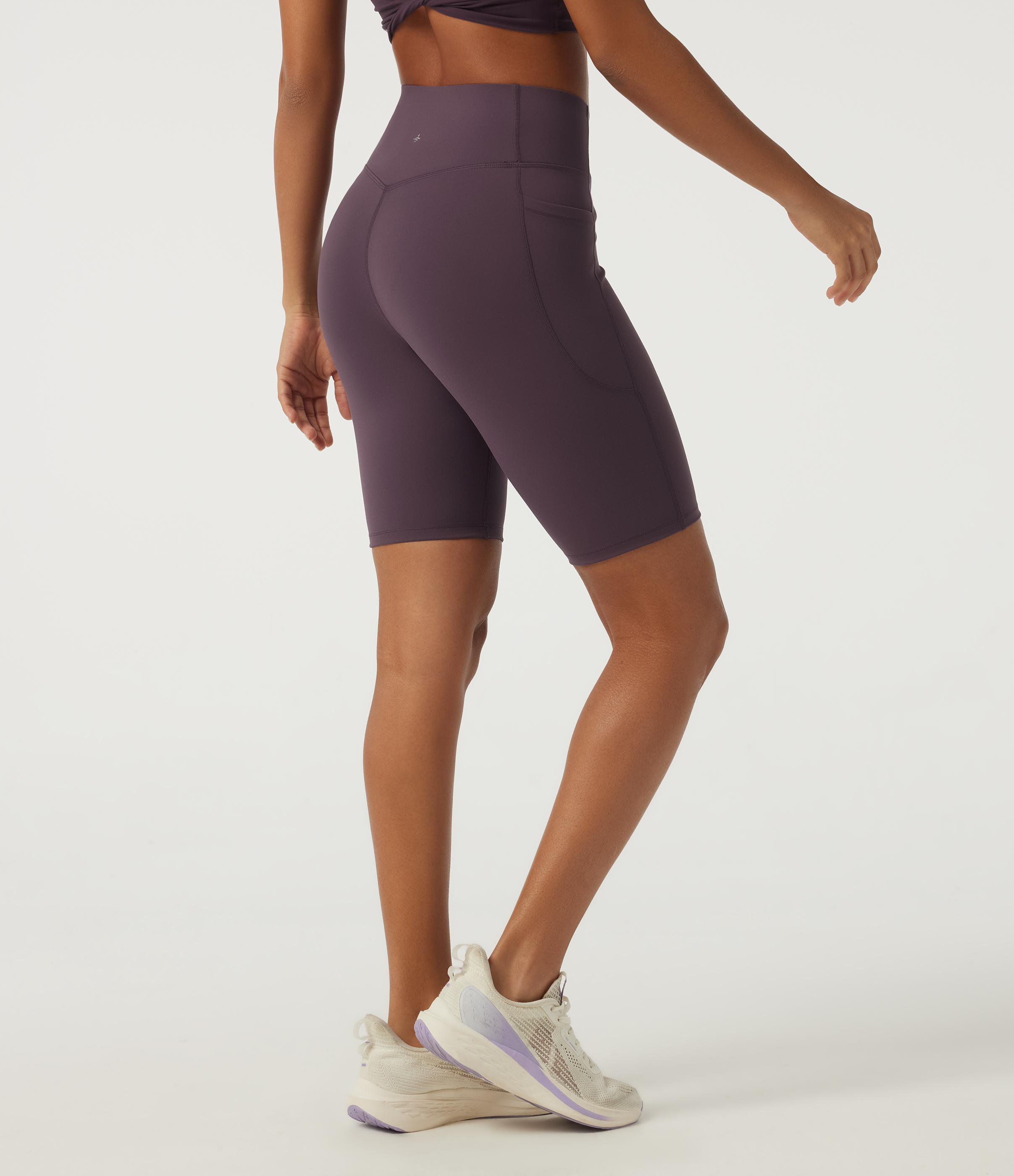 Dusky Evening purple Speedwave™ High Waisted Crossover Tummy Control Skinny Cycling Biker Shorts 9" with Pockets / 2