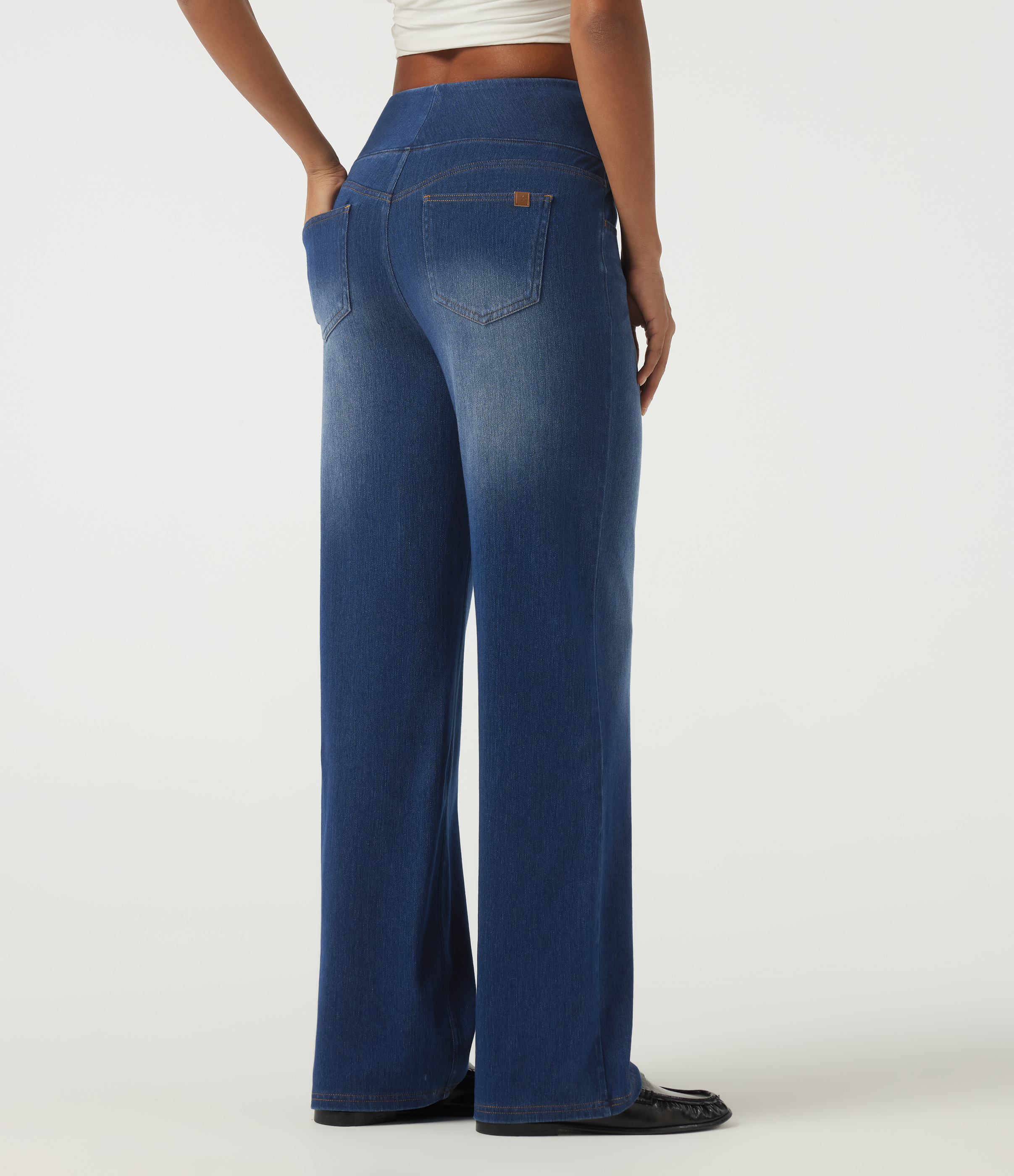 Tide Blue Denim Halara Flex™ High Waisted Tummy Control Straight Leg Casual Cotton Jeans with Pockets / 2