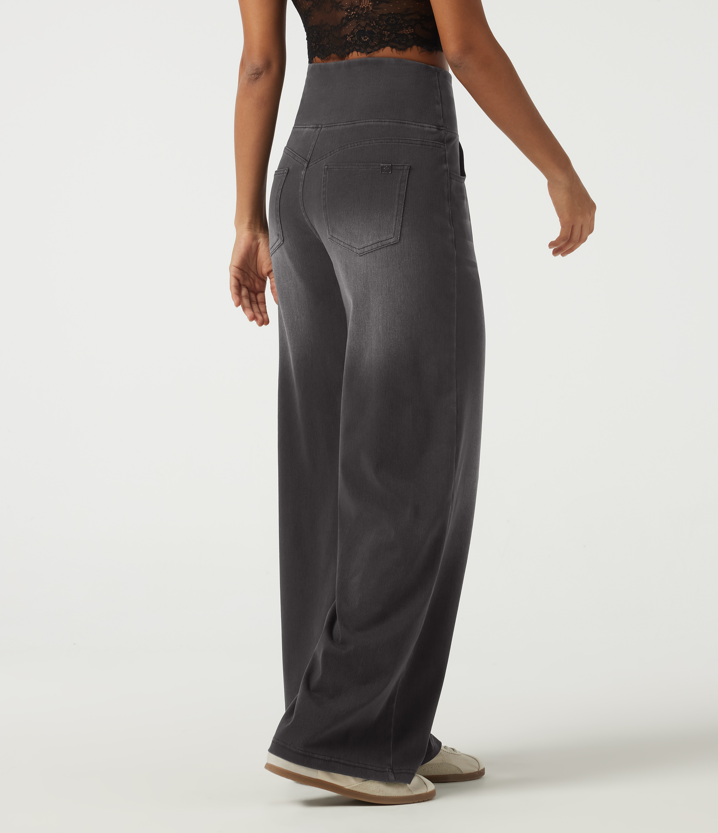 Poppy Seed Denim Halara Flex™ Denim hoch geschnittene, bauchformende Jeans mit Kordelzug, weitem Bein, gemustert, lässig, mit Taschen / 2