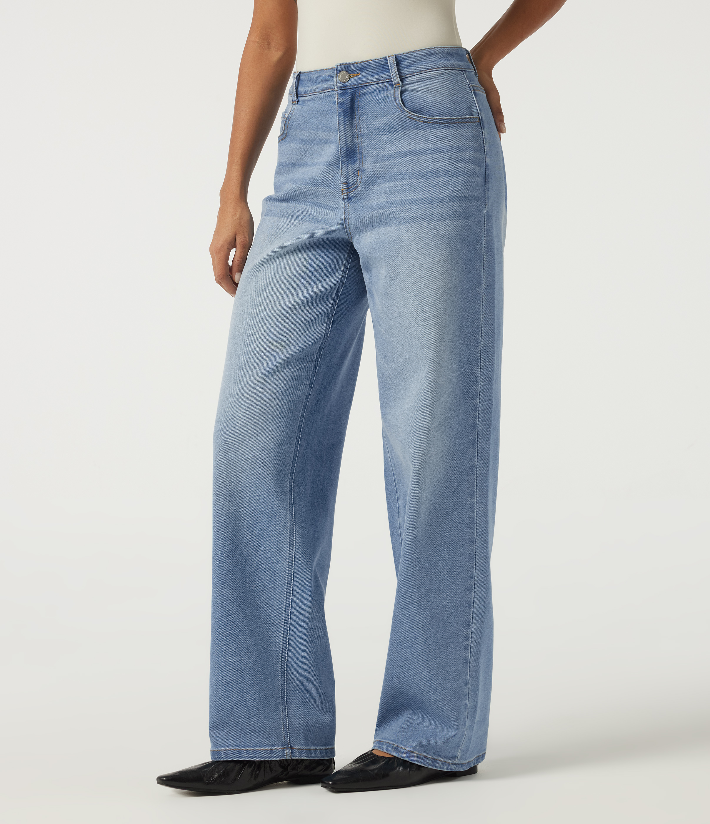 Jean baggy à motifs taille mi-haute avec poches