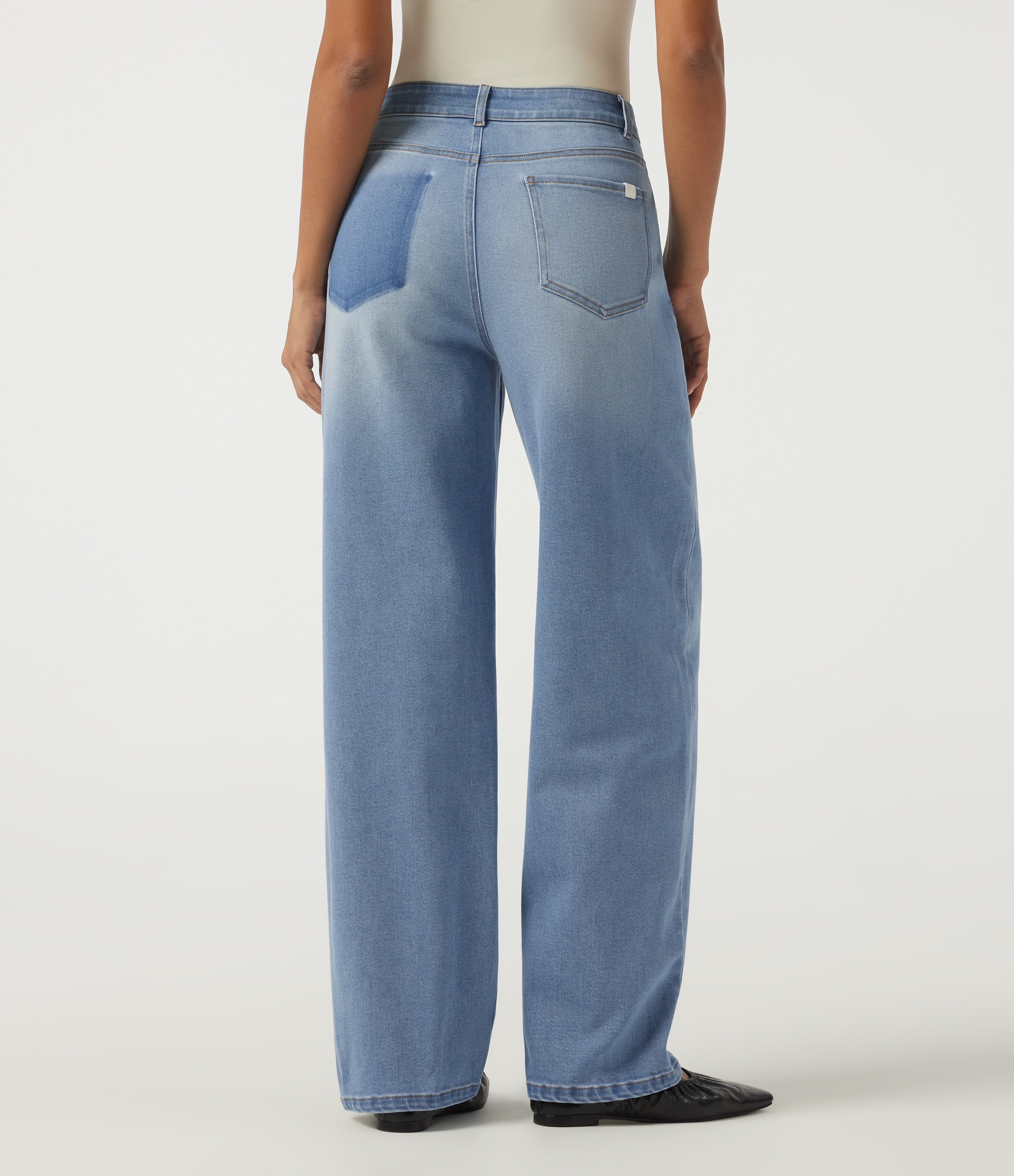 Malibu Blue Denim Jean baggy à motifs taille mi-haute avec poches / 2