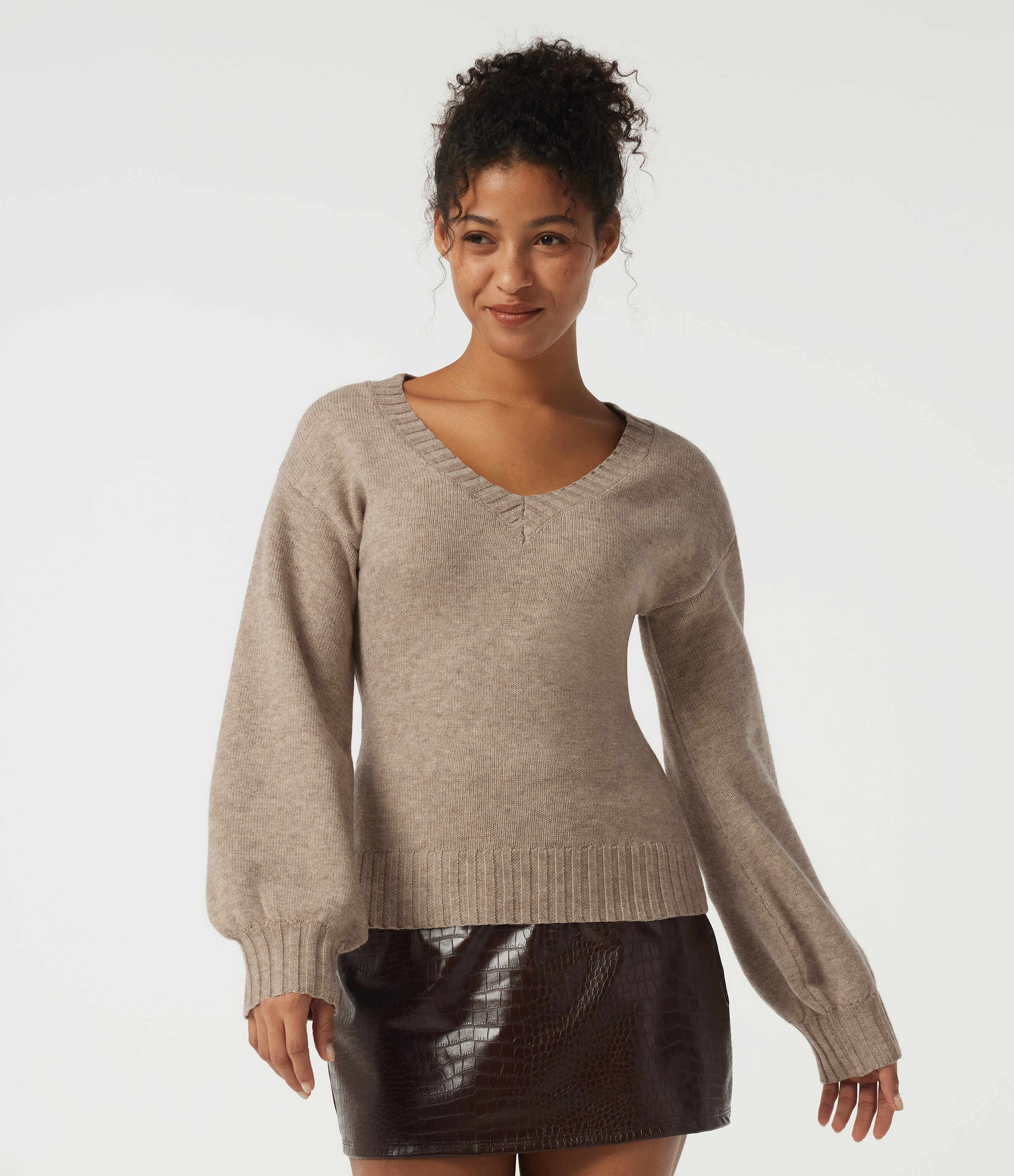 V Neck Long Sleeve Casual Sweater