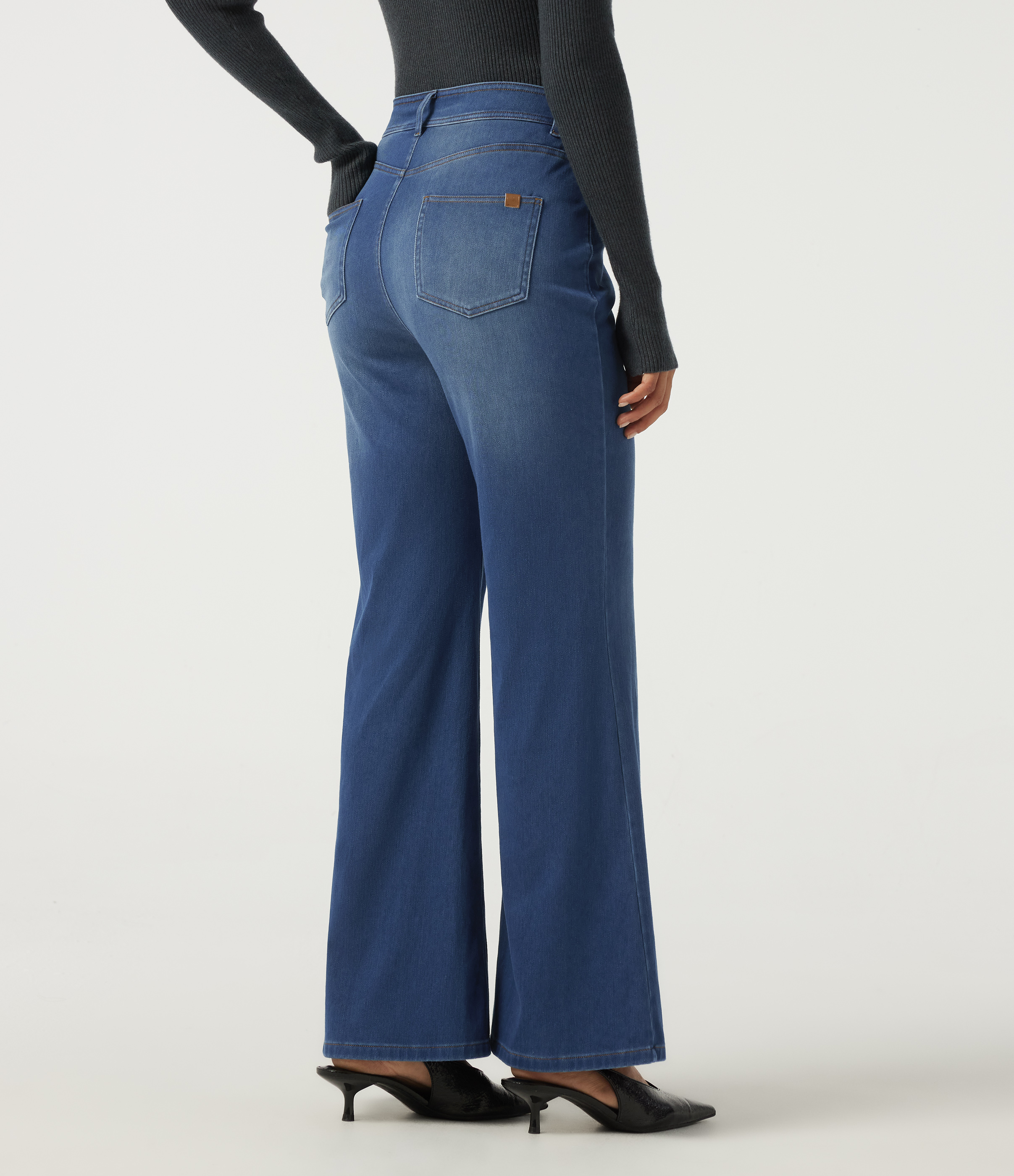 Estate Blue Denim Halara Flex™ High Waisted Bootcut Casual Cotton Jeans with Pockets / 2