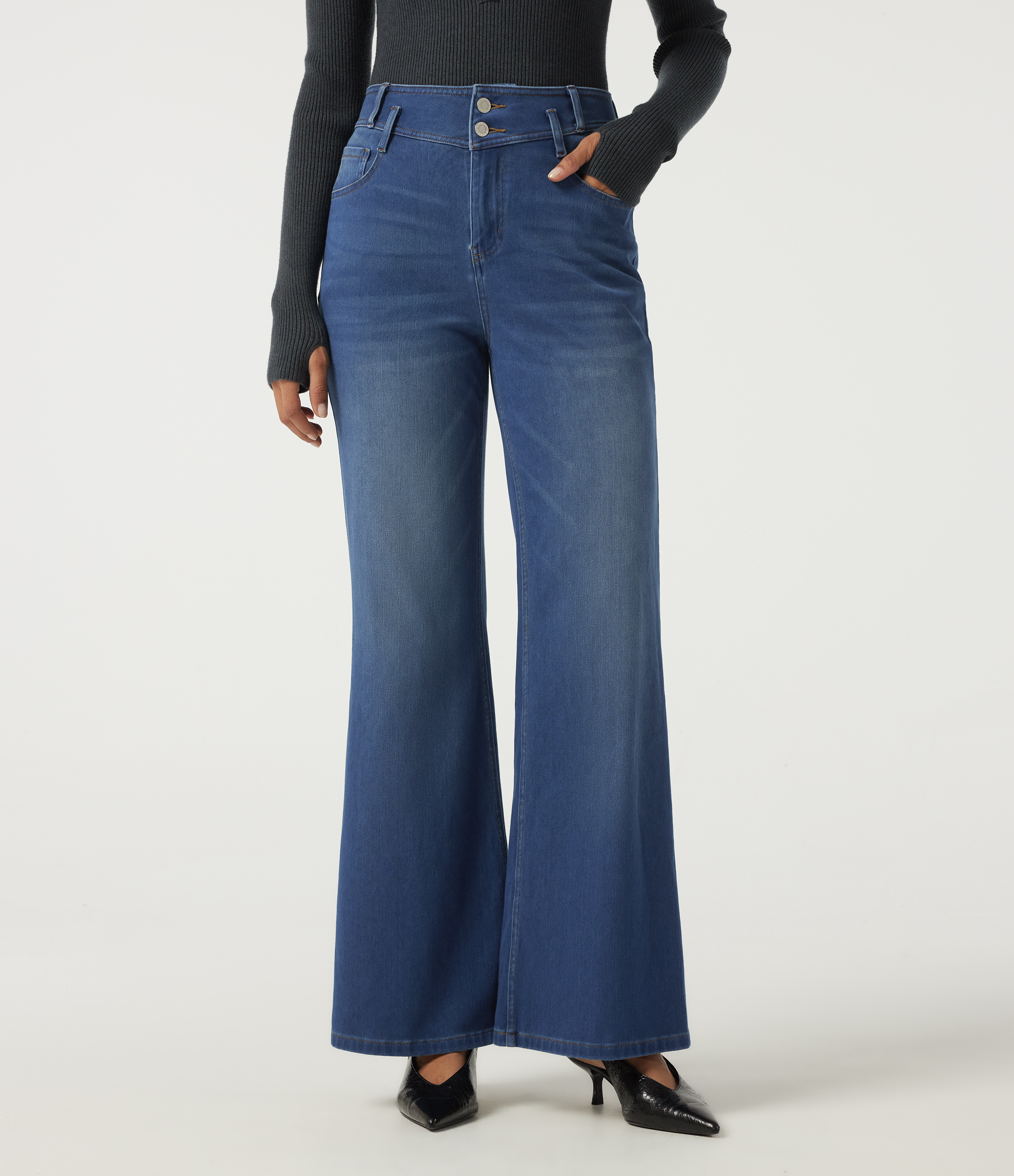 Halara Flex™ High Waisted Bootcut Casual Cotton Jeans with Pockets