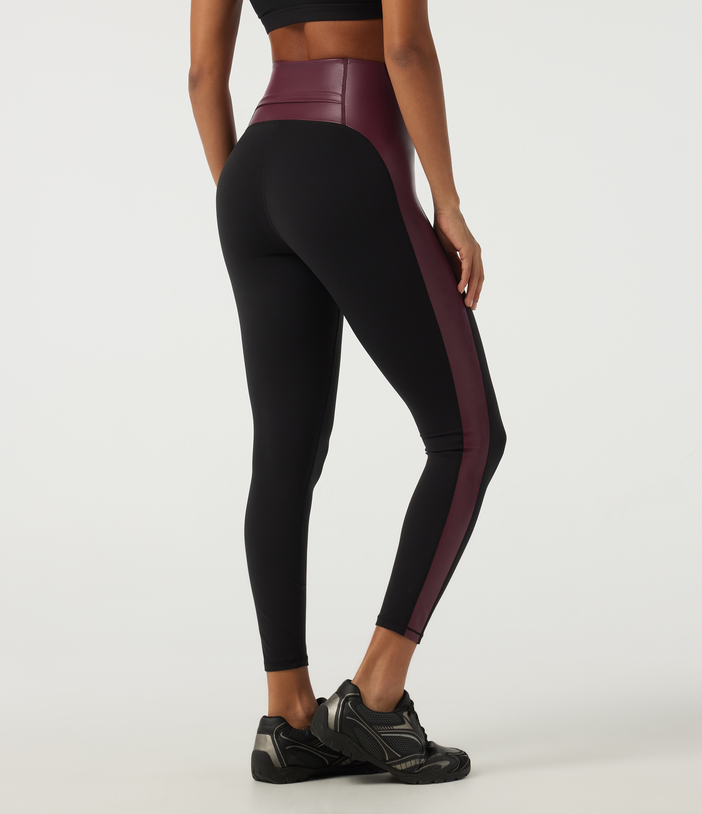 Berrywood Red Legging de yoga taille haute gainant color block en simili avec poche / 2