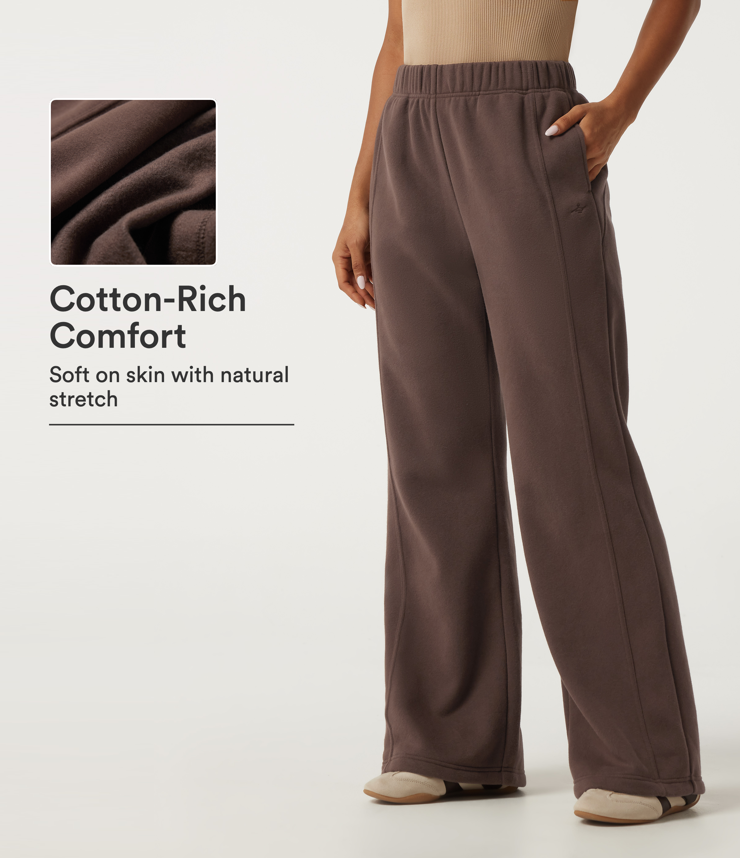 High Waisted Bootcut Fleece Casual Cotton Sweatpants with Pockets