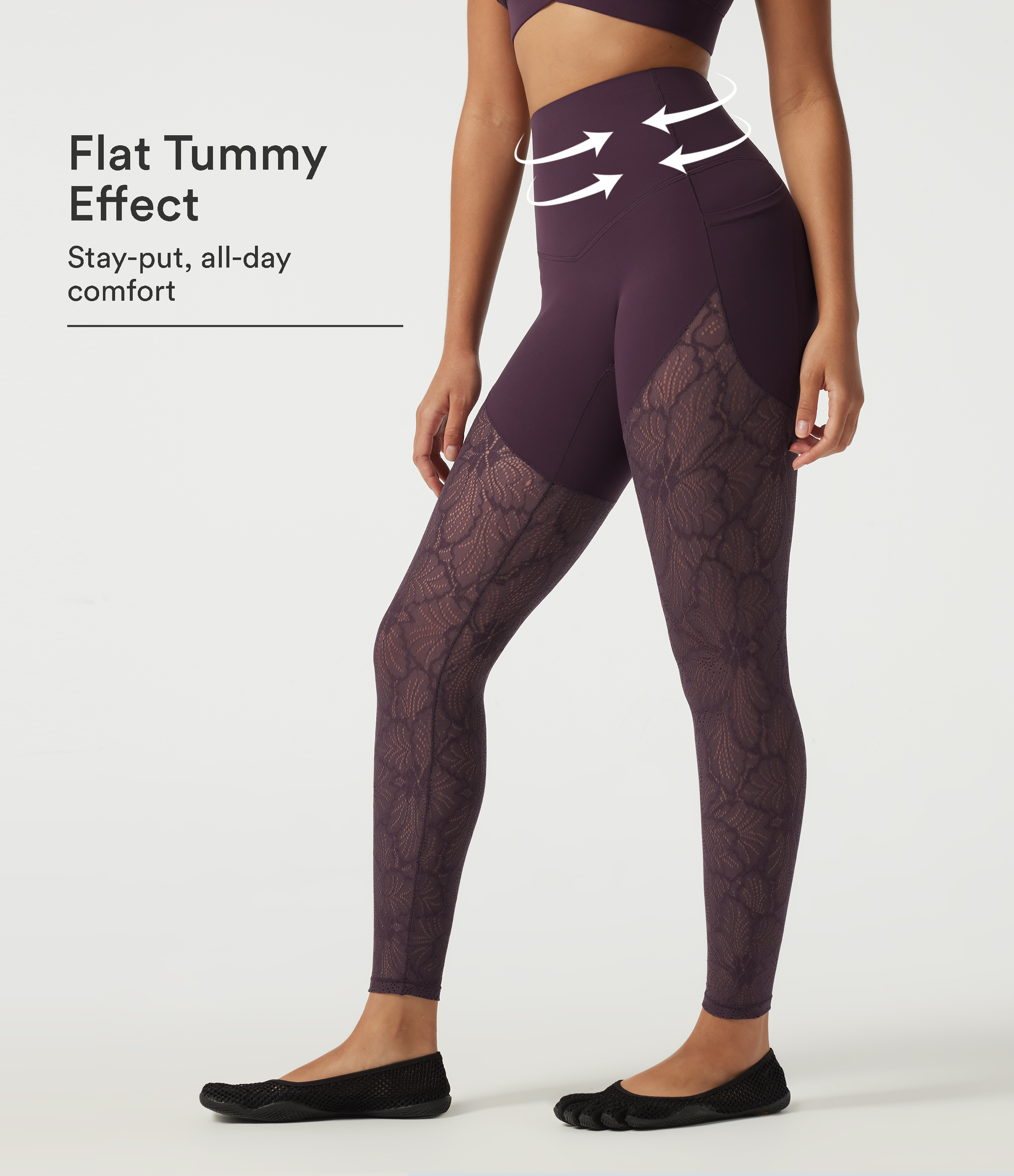 Halara UltraSculpt™ High Waisted Tummy Control Contrast Lace Skinny Yoga Leggings with Pockets