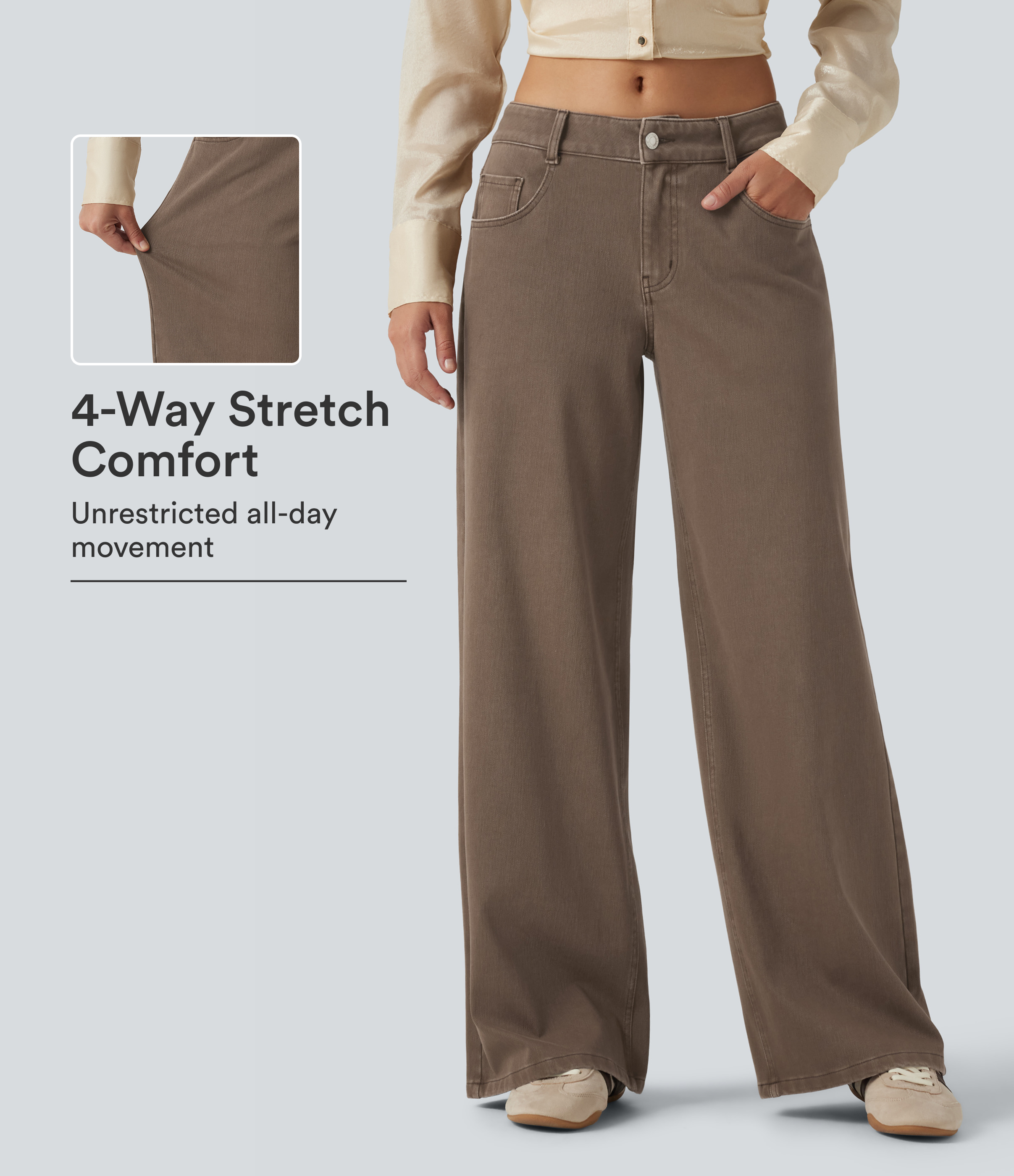 Halara Flex™ Low Rise Wide Leg Casual Jeans with Pockets