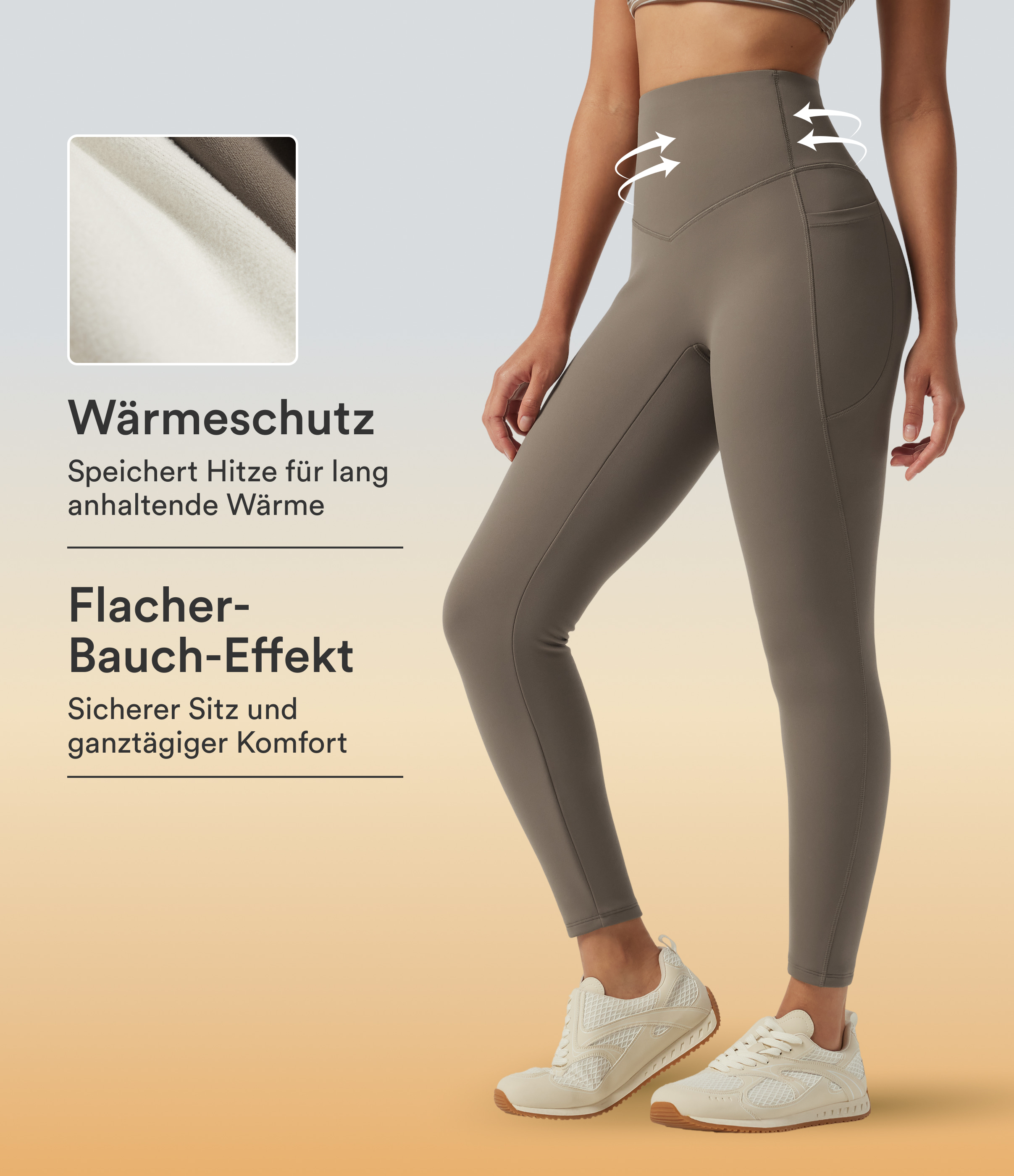 Halara UltraSculpt™ - Trainings-Leggings aus Fleece mit hohem Bund, Seitentaschen und Bauchkontrolle - skinny fit