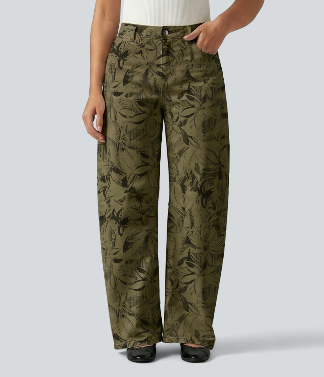 Low Rise Barrel Leg Colorful Casual Jeans with Pockets