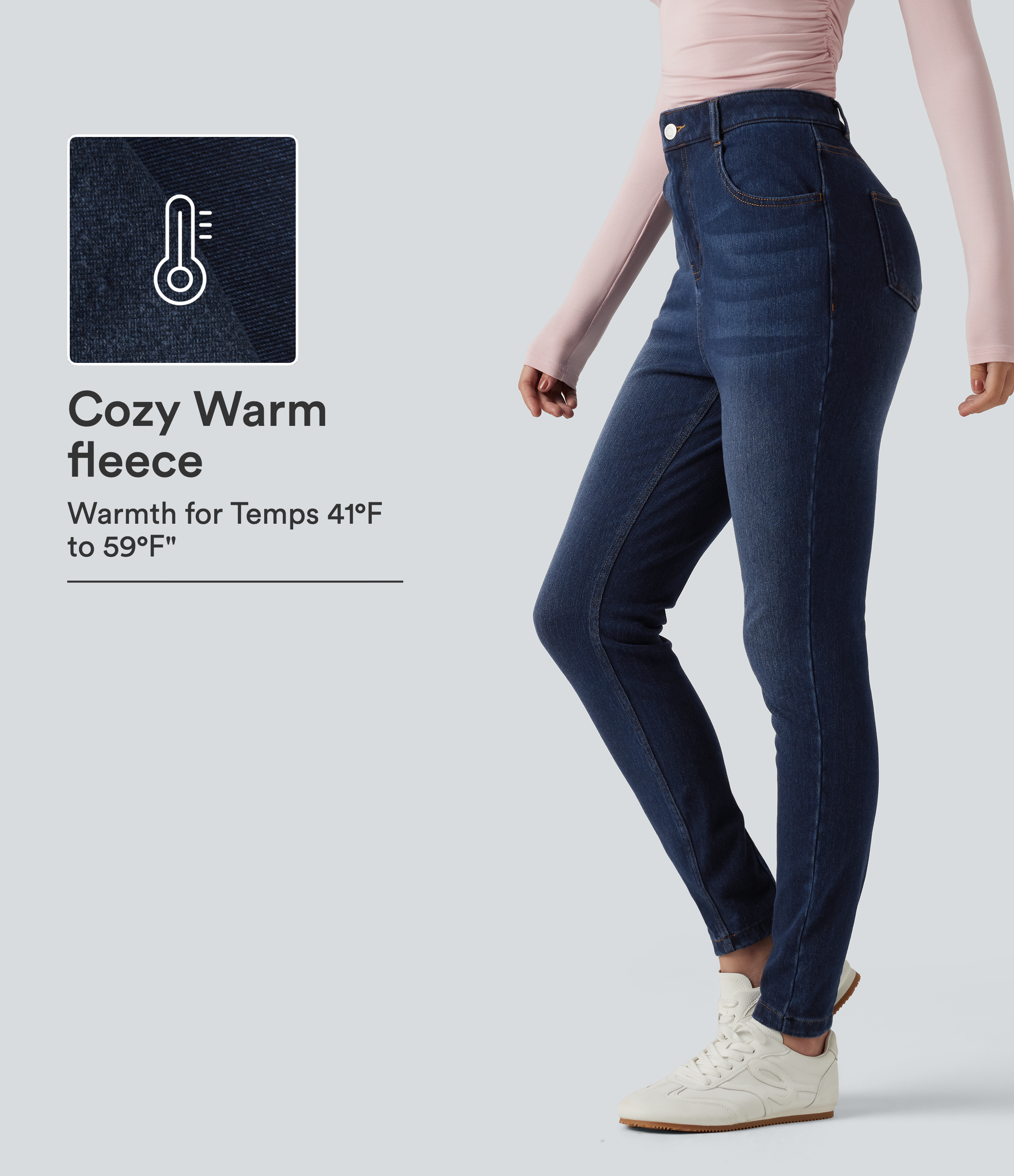 Halara Flex™ Denim Heat High Waisted Skinny Casual Cotton Jeans with Pockets