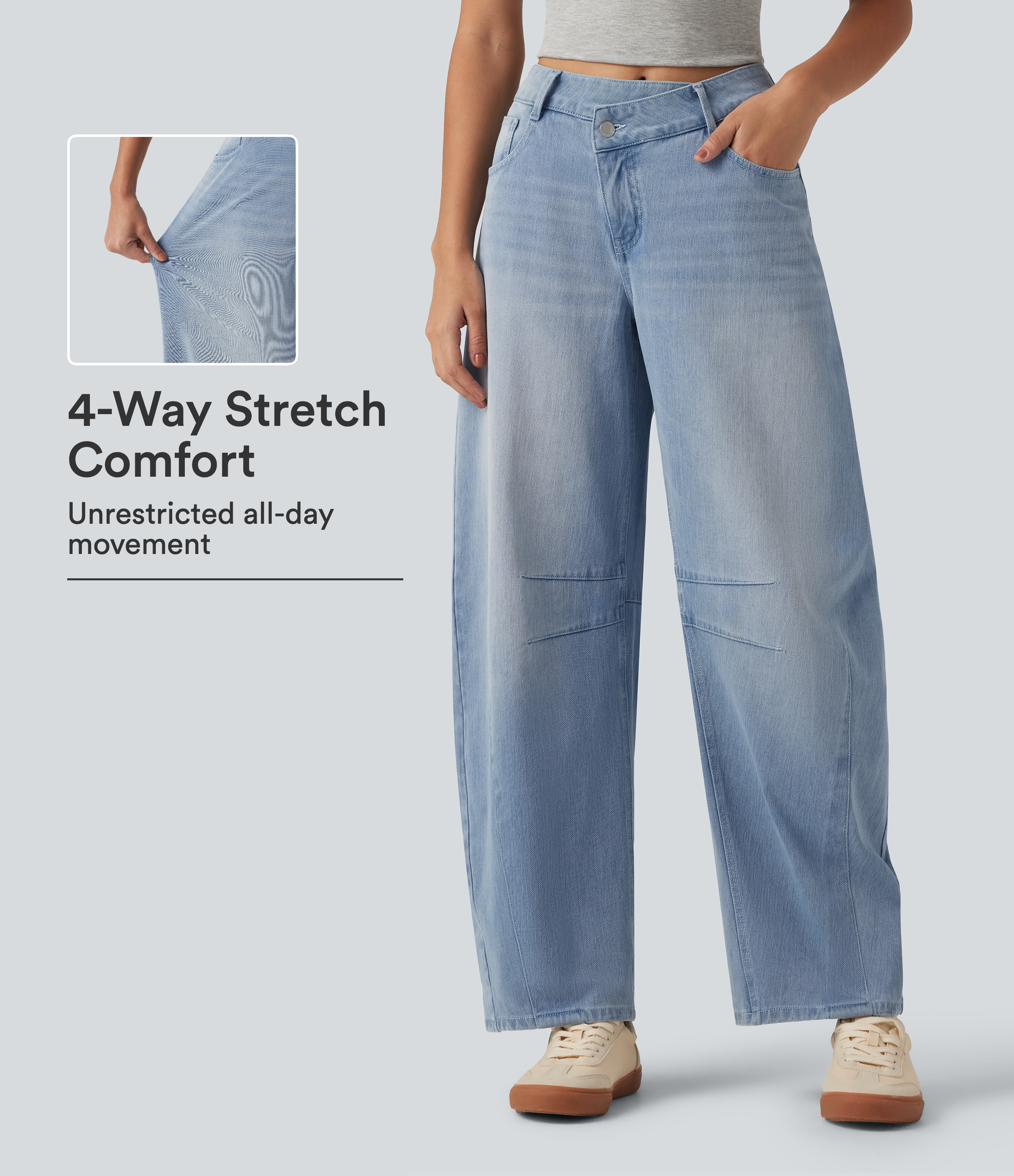 Halara Flex™ High Waisted Barrel Leg Casual Jeans with Pockets