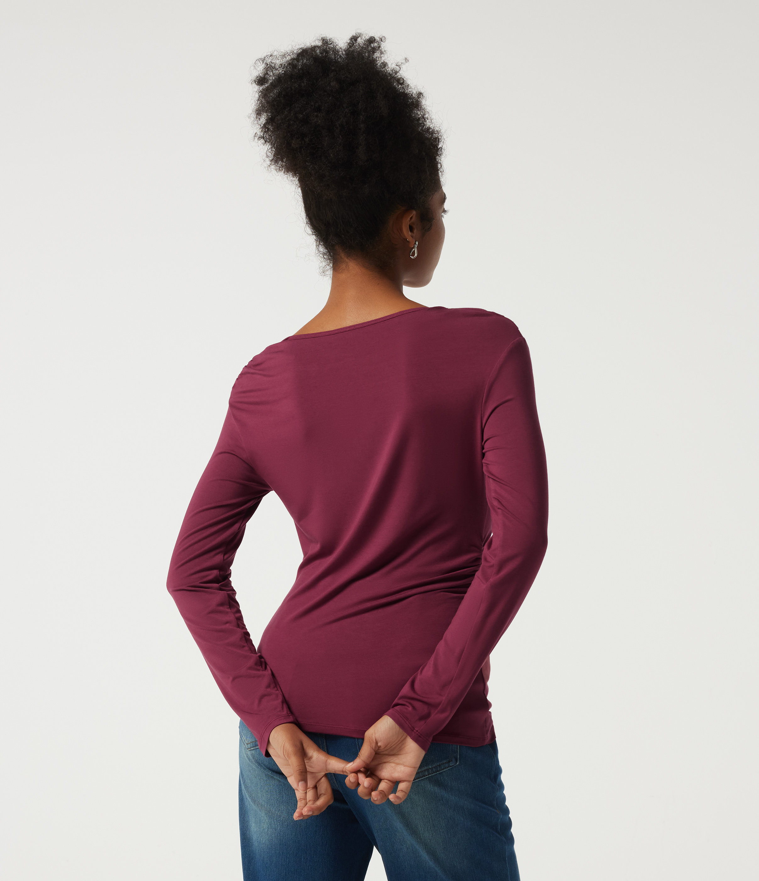 Purple Potion Boat Neck Long Sleeve Ruched Work Top / 2
