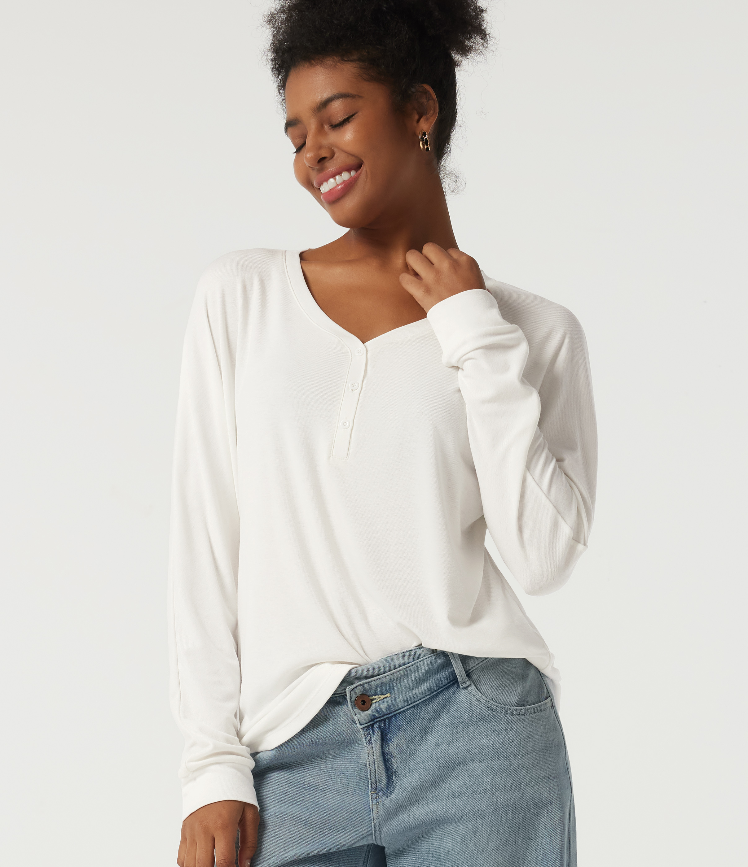 Sweetheart Neck Long Sleeve Casual Top